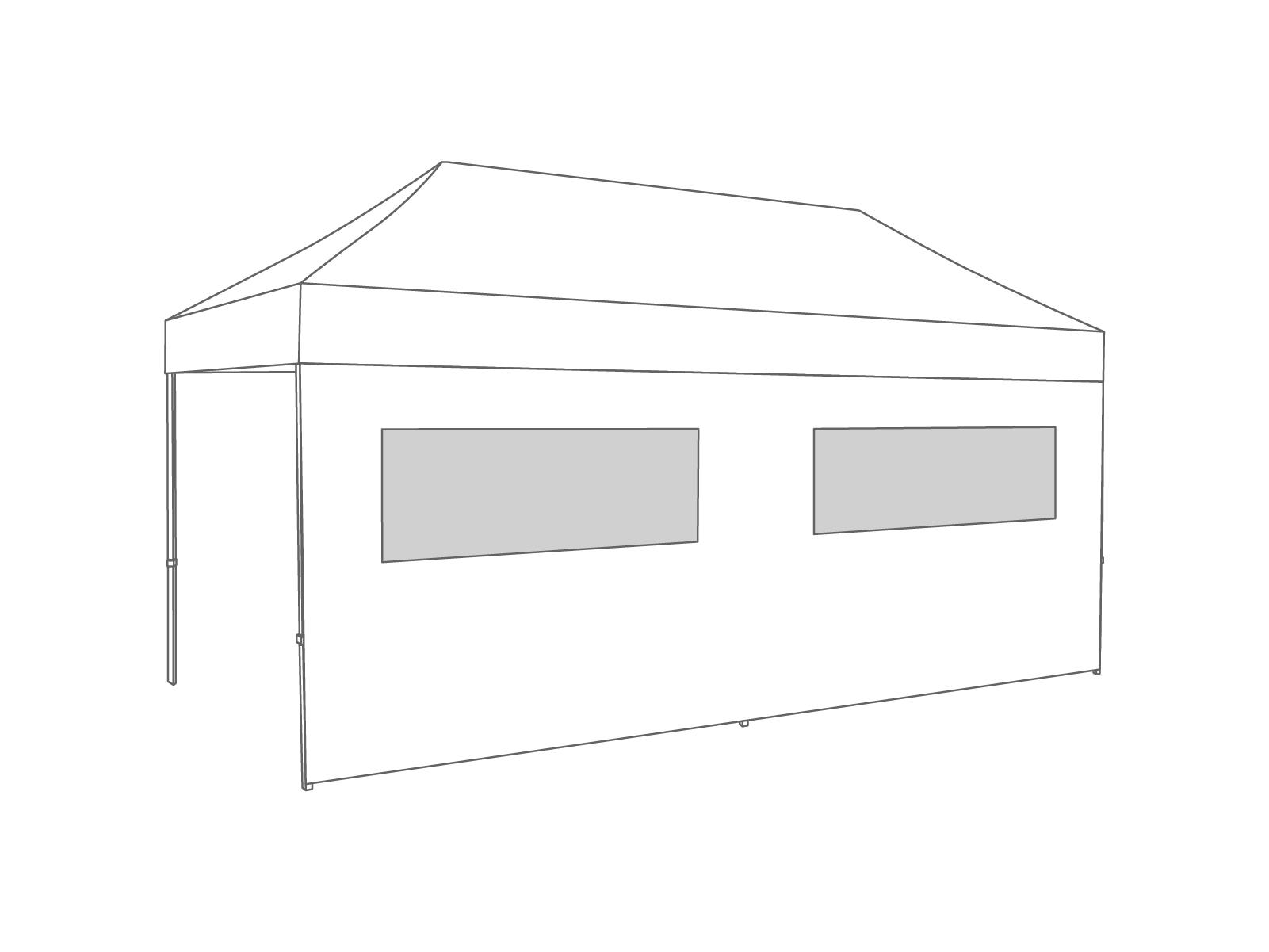 Pared lateral con ventana - 5m - Poliéster blanco