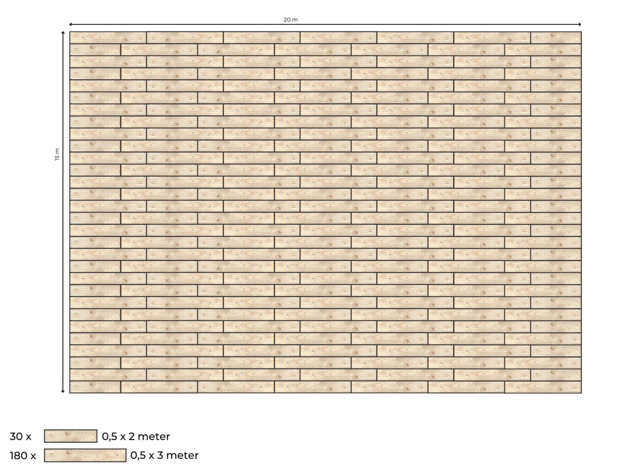 Suelo de madera completo para carpa beduina de 15 x 20 m