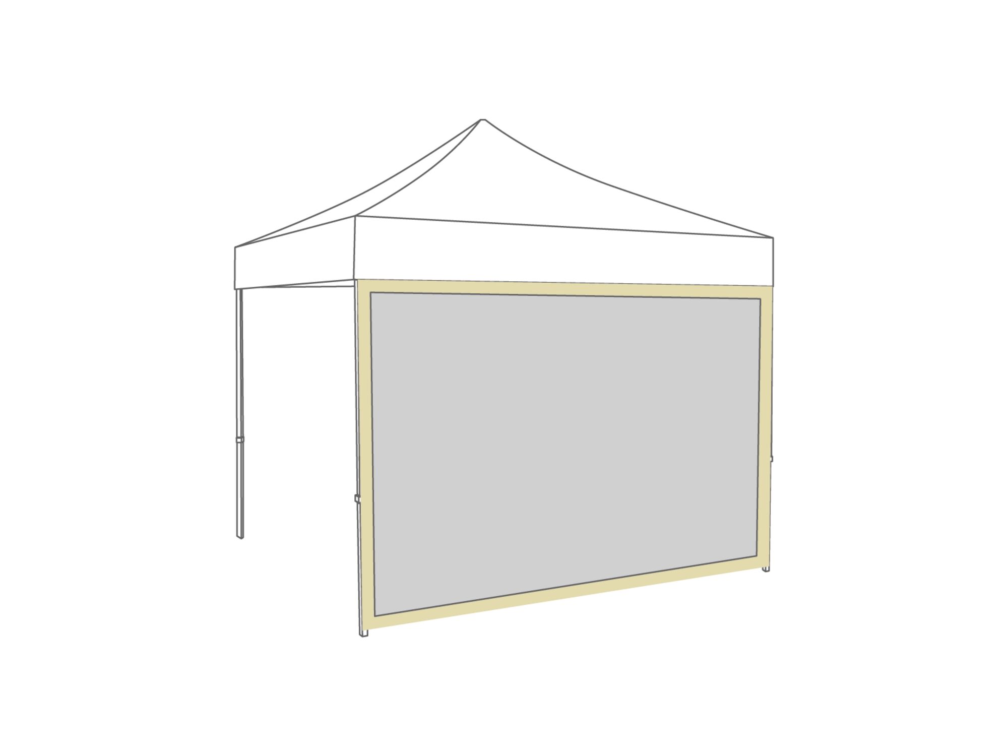 Folding tent Sidewall panoramic window - 4m - Polyester Cream