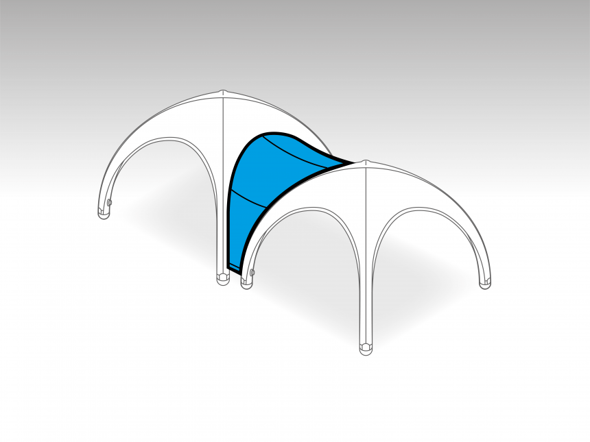 Inflatable tent Globe connection 3x3 to 3x3 White