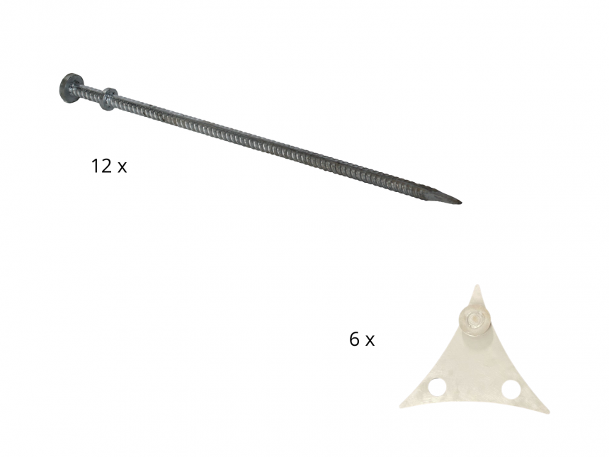 Star tent StellarLite anchoring set PRO double (12 pegs of 110 cm + 6 pro anchoring plates with head