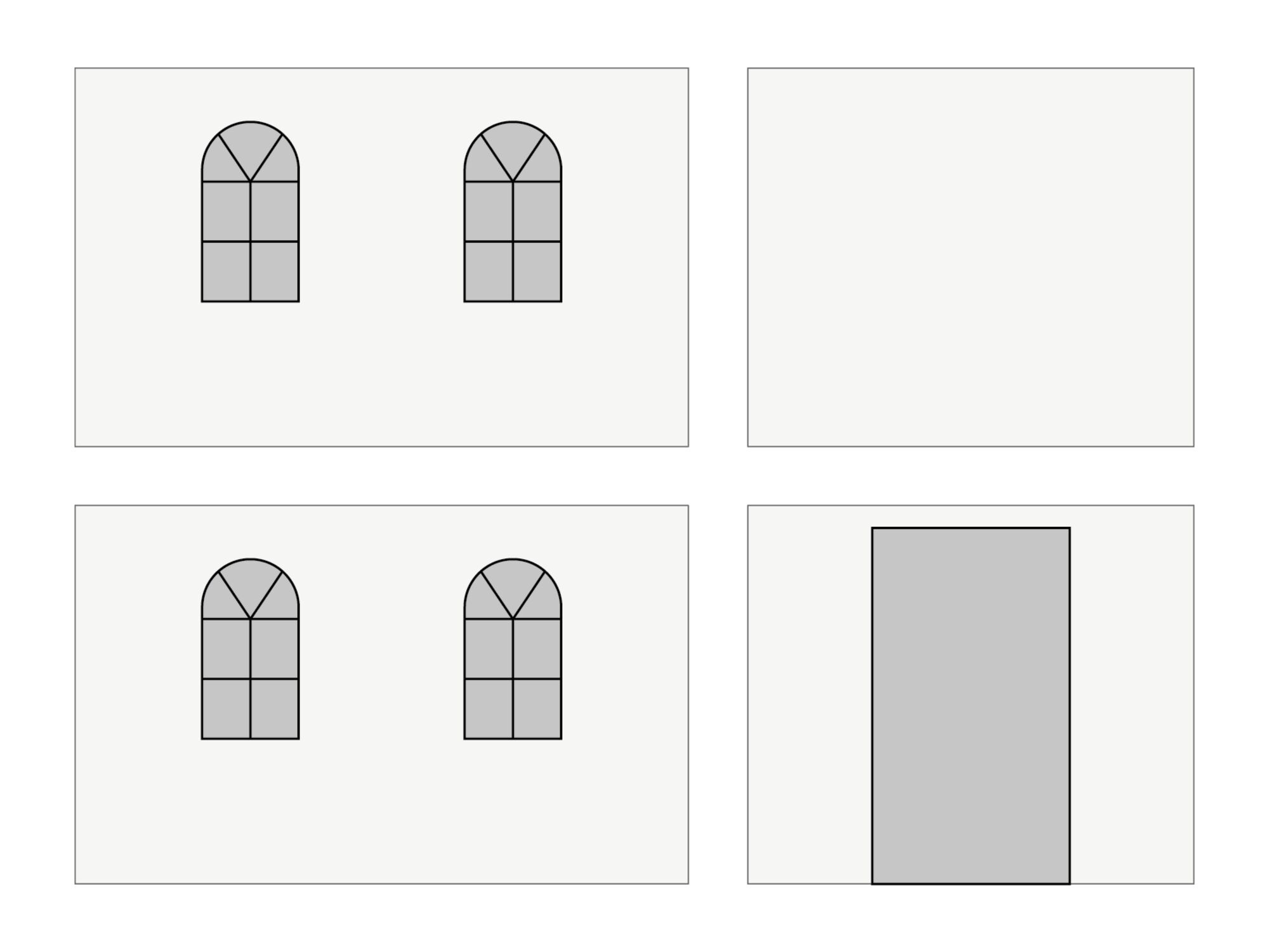 Kit de parois latérales avec sac de transport - Fenêtres en arche - 2x3m - blanc