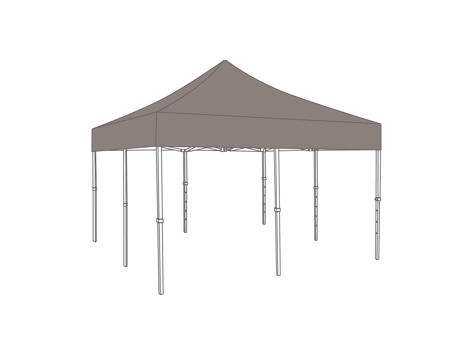 Folding tent Roof - 5x5m - PVC (matt) Sand