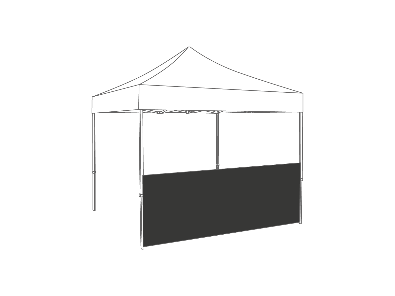 Faltpavillon Halbe Seitenwand - 3 m - Polyester Anthrazit
