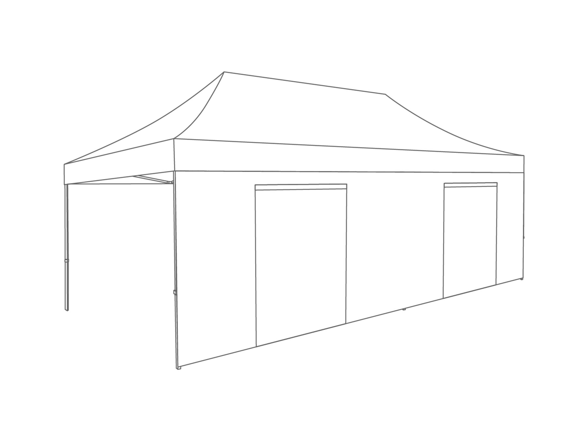 DON'T USE-Faltpavillon Seitenwand Tür - 6 m - Polyester (für 3 x 6 m) Weiß