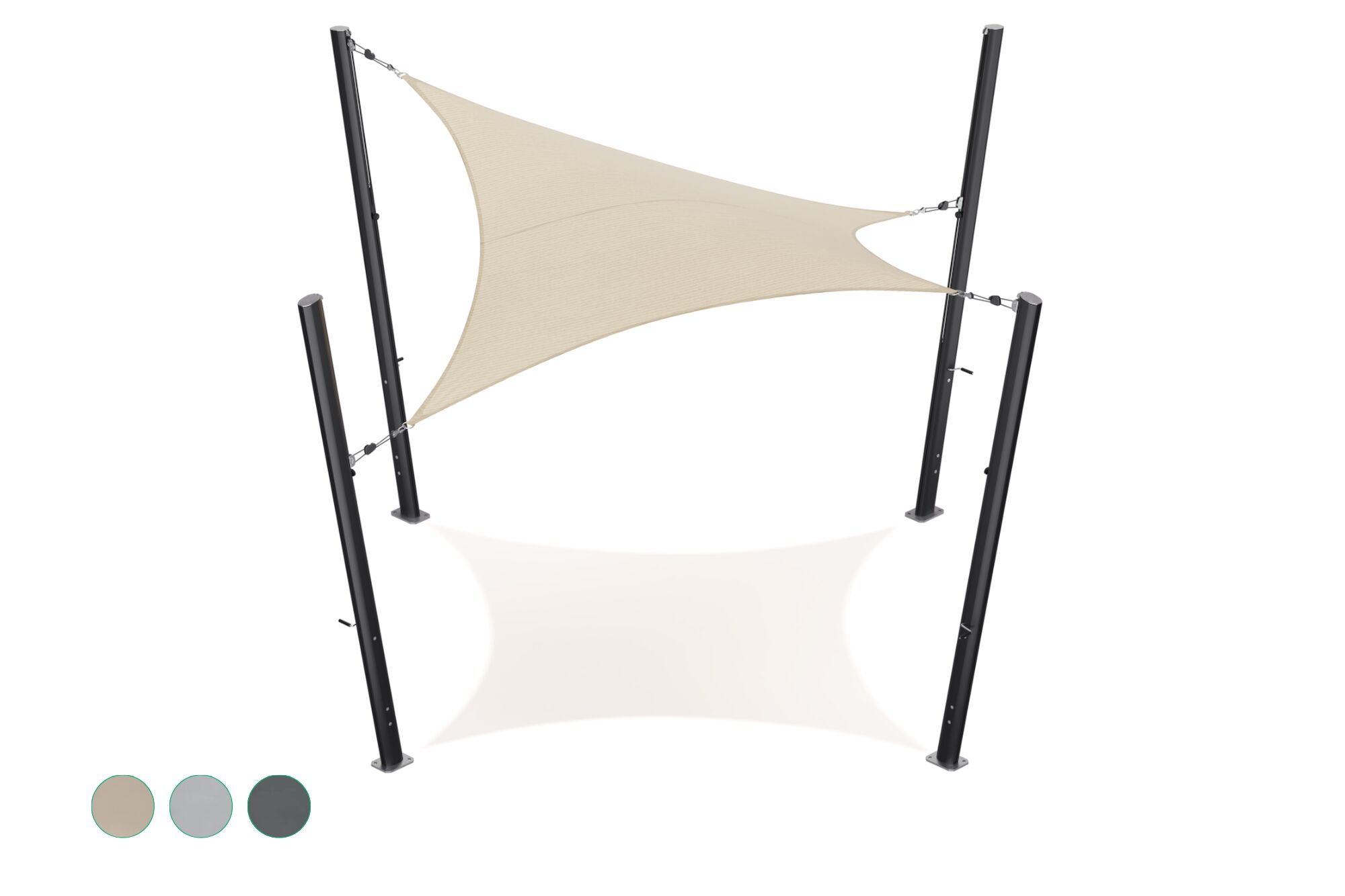 Schaduwdoek - vierkant - 3 x 3 m - Waterdicht - Olefin - Desert Sand