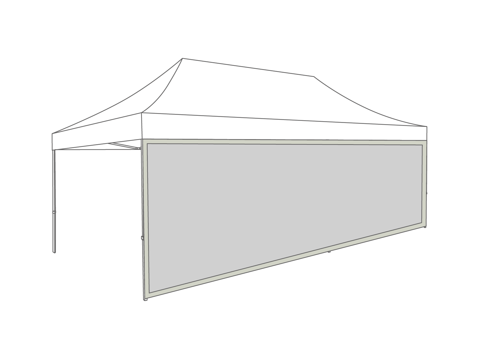 Folding tent Sidewall panoramic window - 6m - Polyester (for 3x6) Light gray