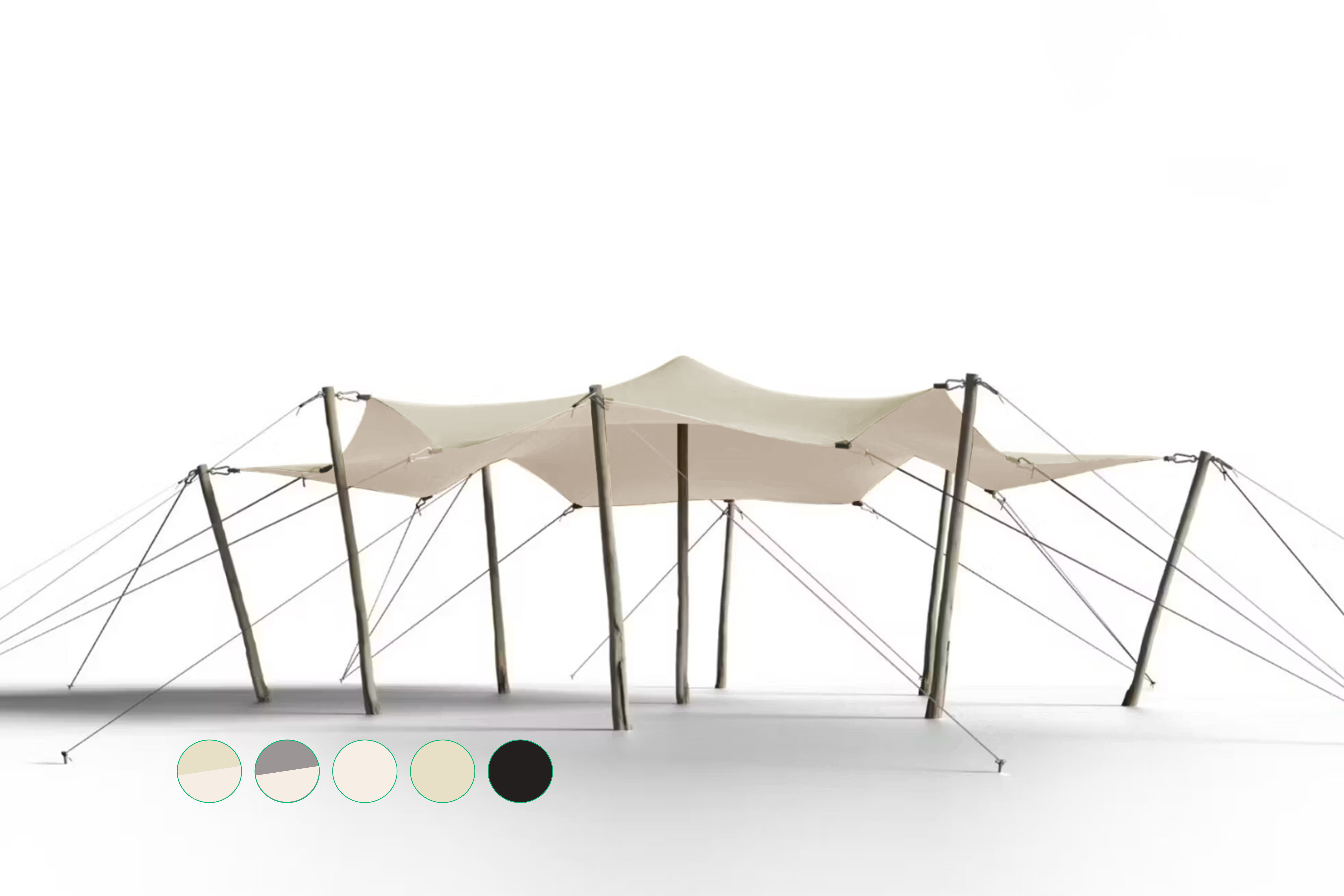 Triflexx stretch tent canvas (560 g/m²) with clamps - 6,5 x 6,5 m Sand/Cream