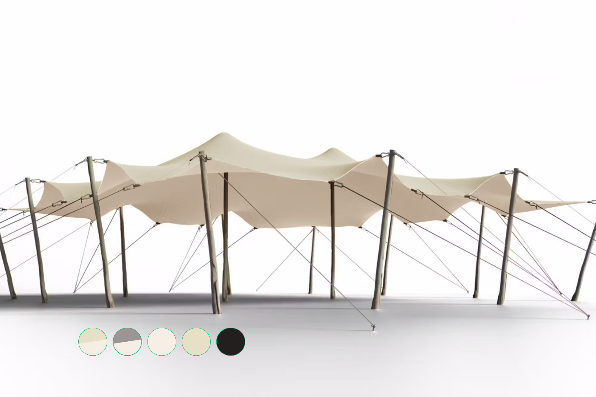 Triflexx stretch tent canvas (560 g/m²) with clamps - 10 x 10,5 m Sand/Cream