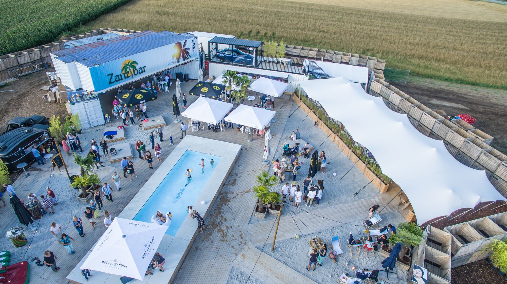 Carpa beduina Triflexx (560 g/m²) con abrazaderas - 10 x 21,5 m - Sahara/Sahara