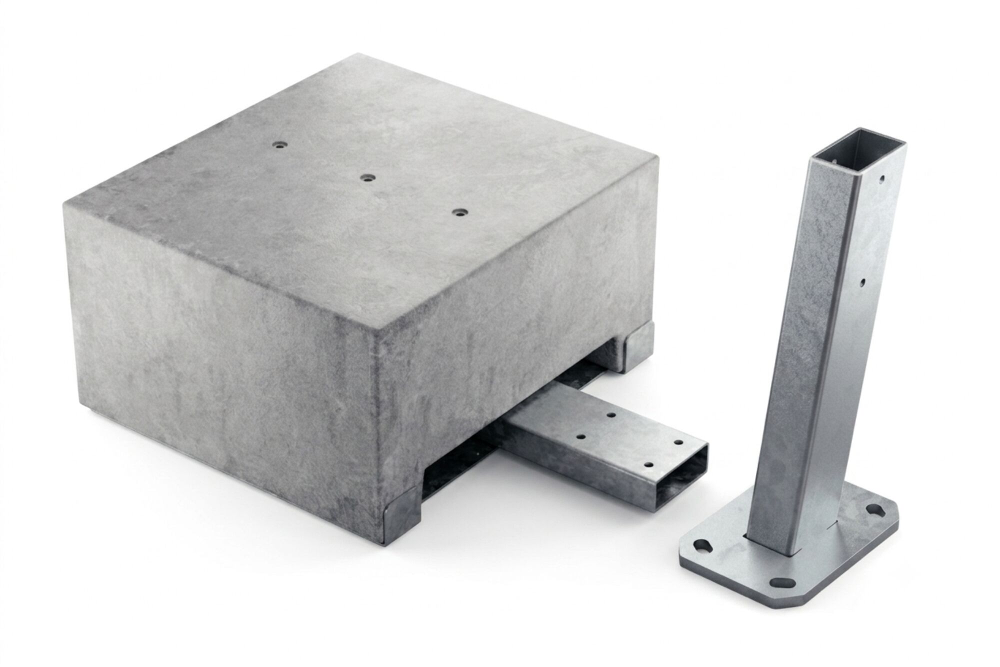 Placa de suelo con contrapeso de hormigón y fijación al suelo - ángulo 80°