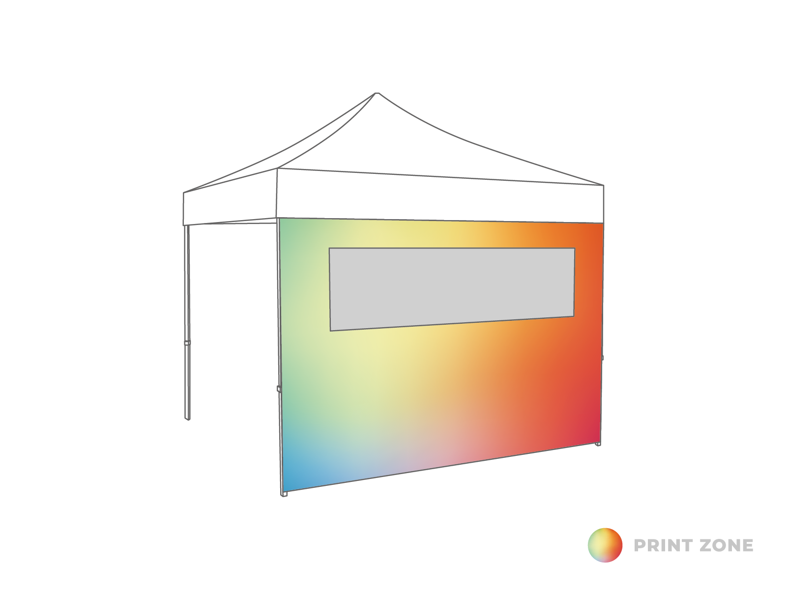Faltpavillon Seitenwand Fenster - 4 m - PVC light (matt) Print