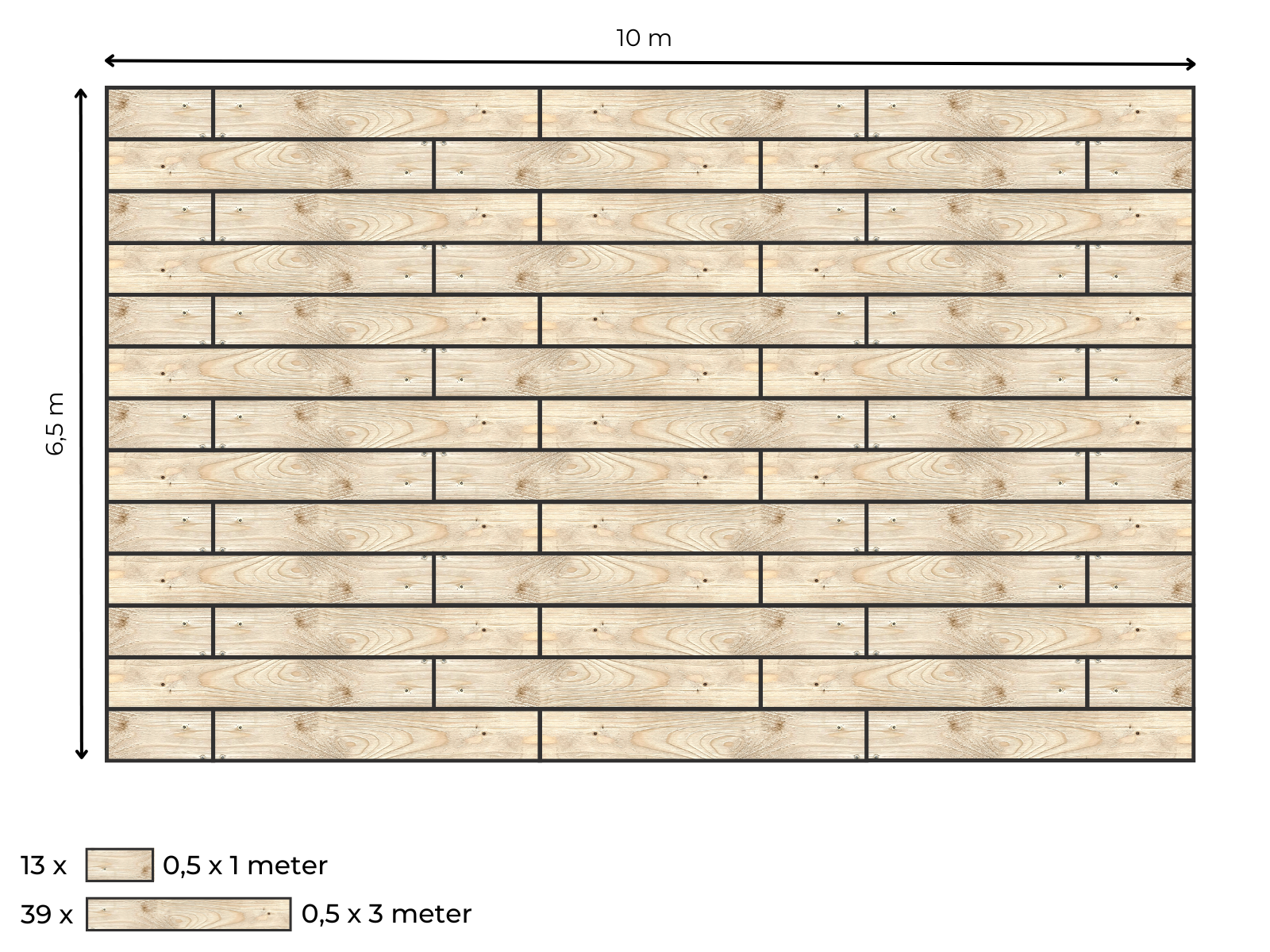 Suelo de madera completo para carpa beduina de 6.5 x 10 m