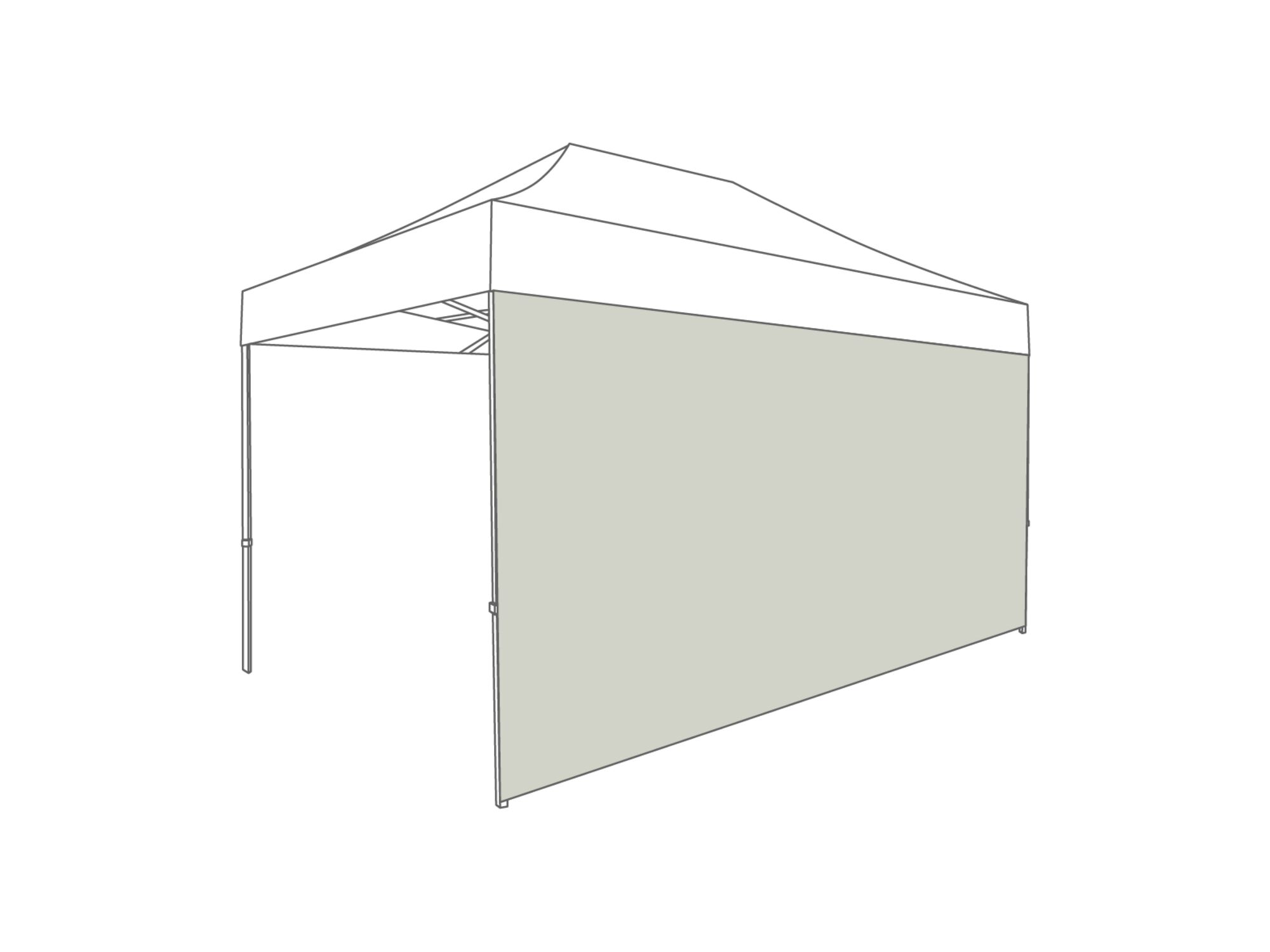 Tonnelle pliante Paroi latérale fermée - 4,5m - Polyester Gris clair