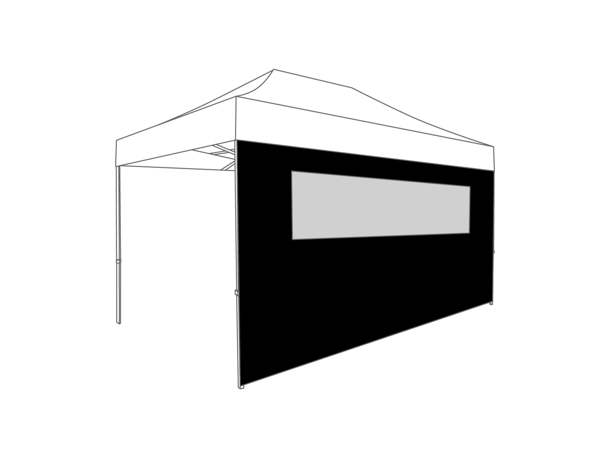 Vouwtent Zijwand raam - 4,5m - Polyester Zwart