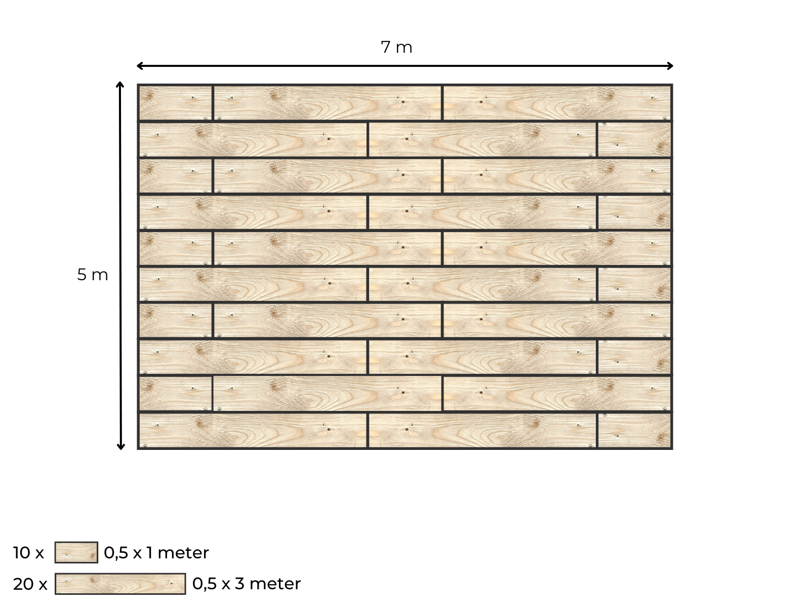 Suelo de madera completo para carpa beduina de 6.5 x 5 m