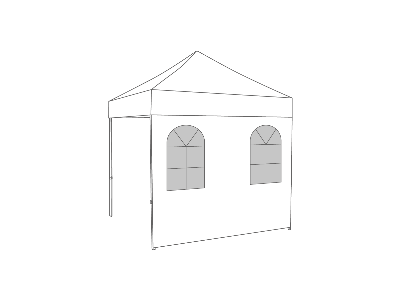 DON'T USE-Folding tent Sidewall arched window - 2,5m - Polyester White
