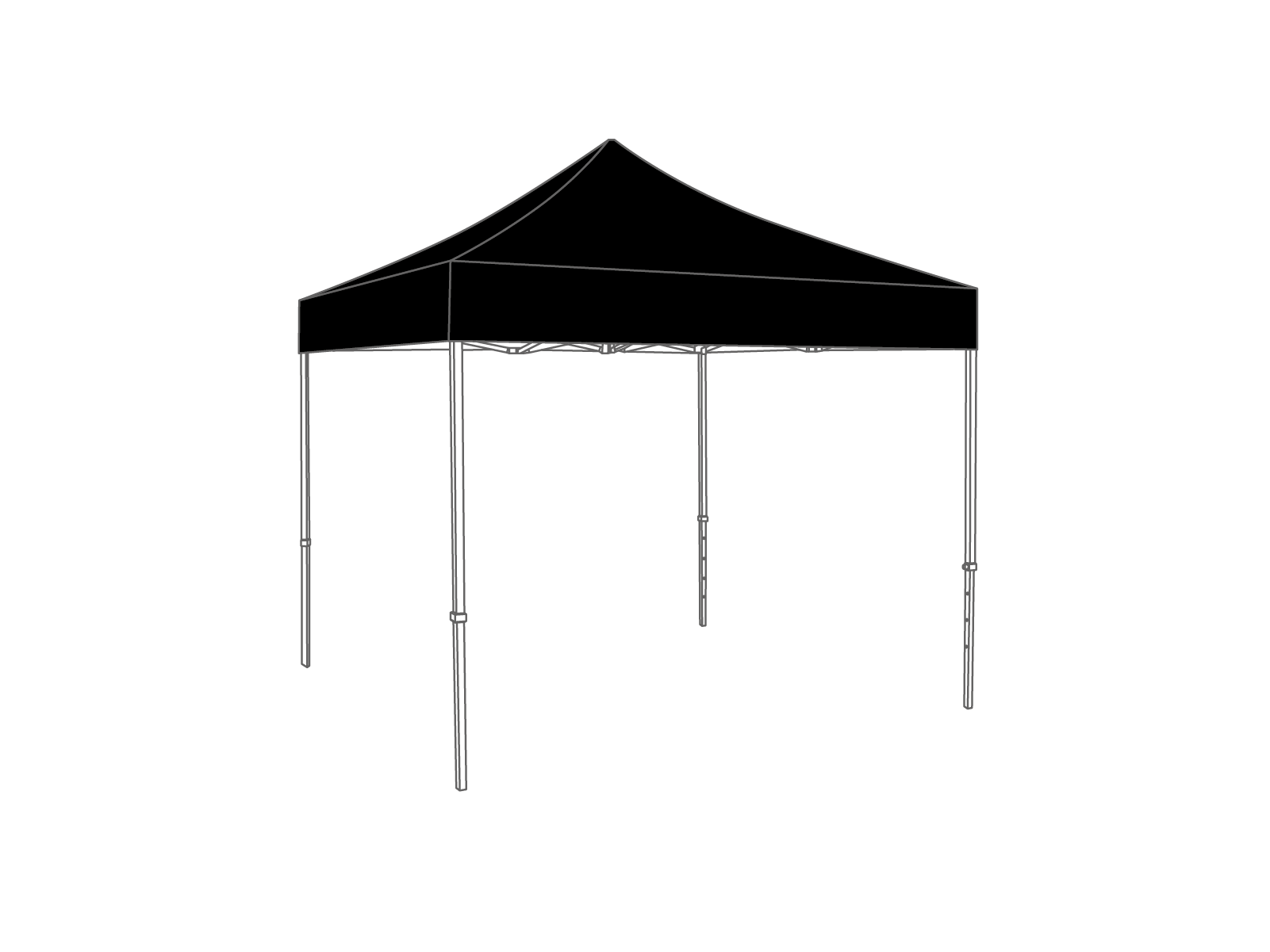 Folding tent Roof - 4x4m - PVC (matt) Black
