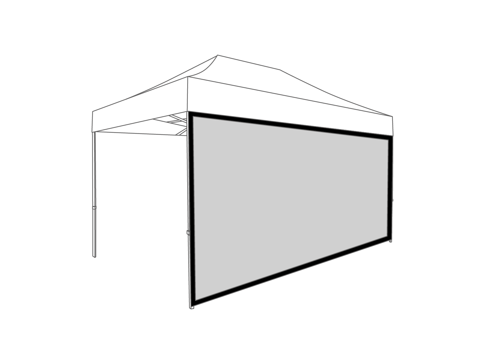 Folding tent Sidewall panoramic window - 4,5m - Polyester Black