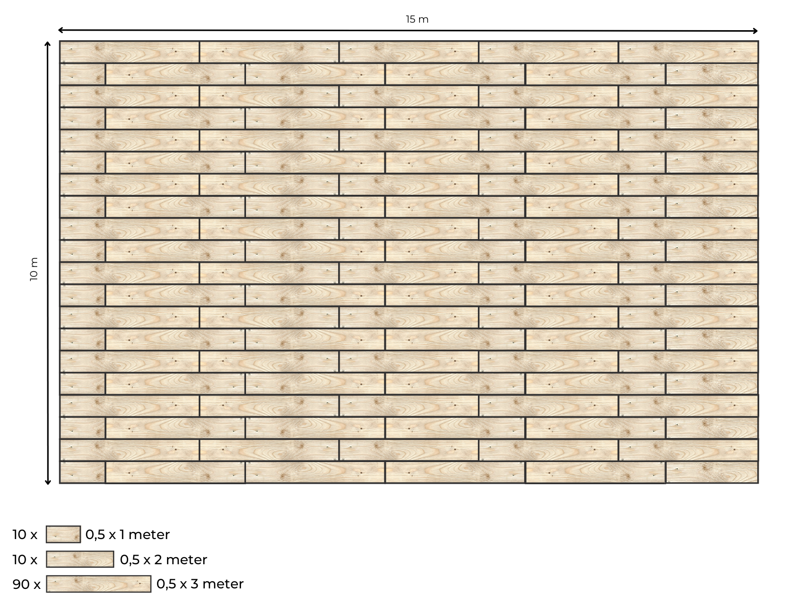 Suelo de madera completo para carpa beduina de 10 x 15 m