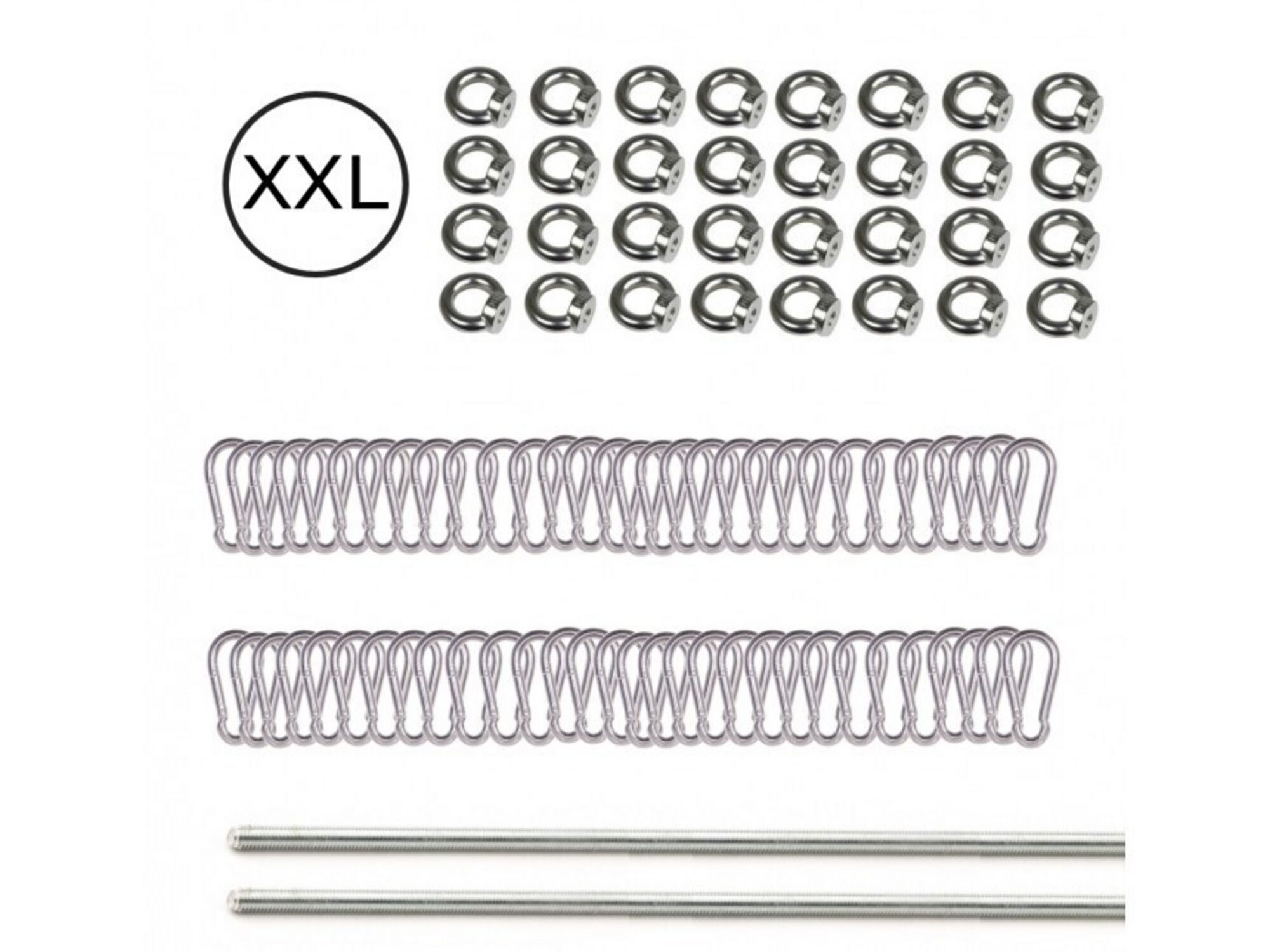 Carabiner set - galvanised - threaded rod to cut for stretch tent 10 x 21,5 m 