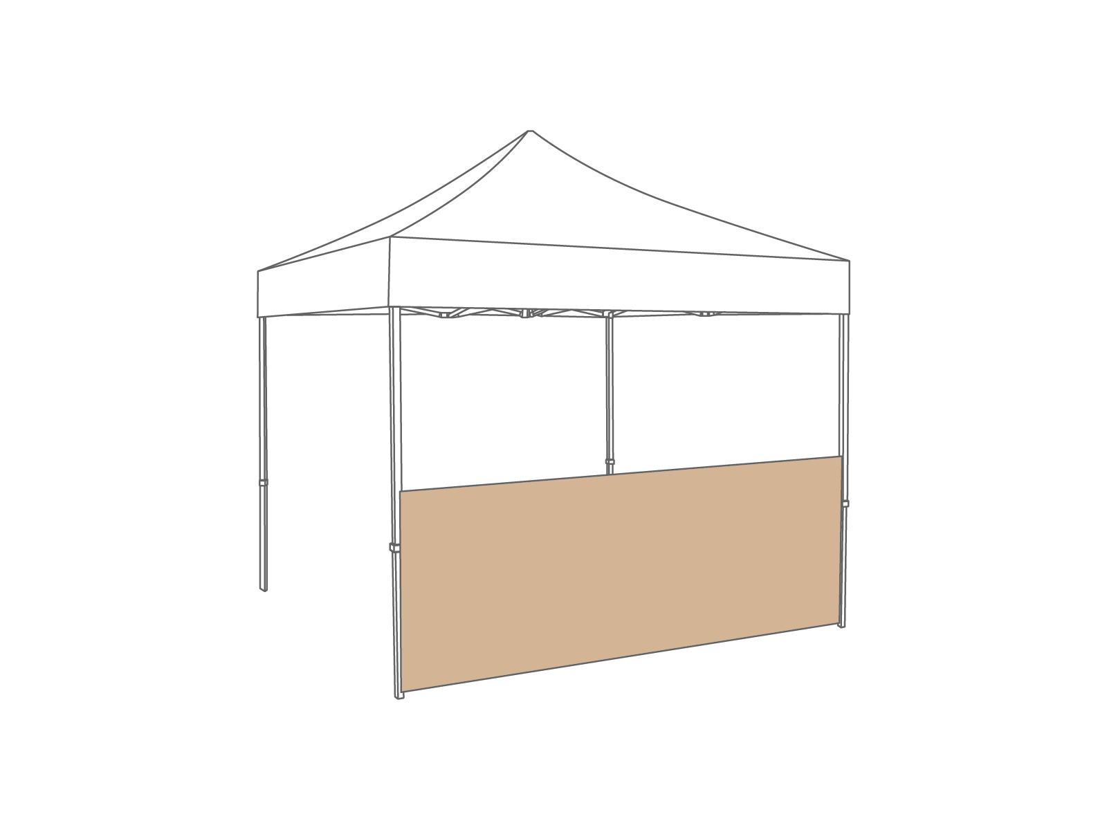 Folding tent Half wall - 3m - PVC (matt) Desert Sand