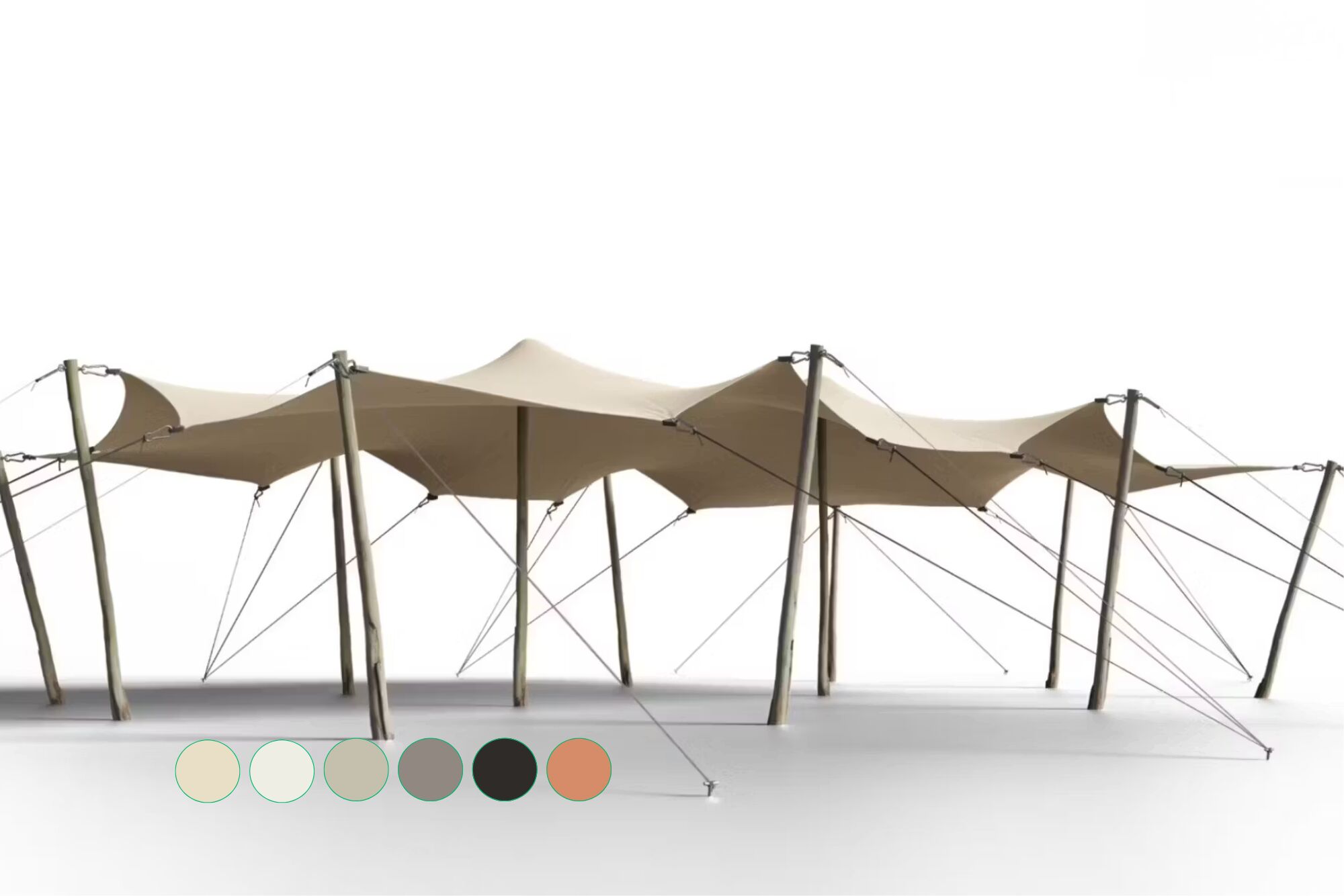 Hiflexx stretchtent zeil (740 g/m²) met klemmen - 6,5 x 10 m Zand/Zand