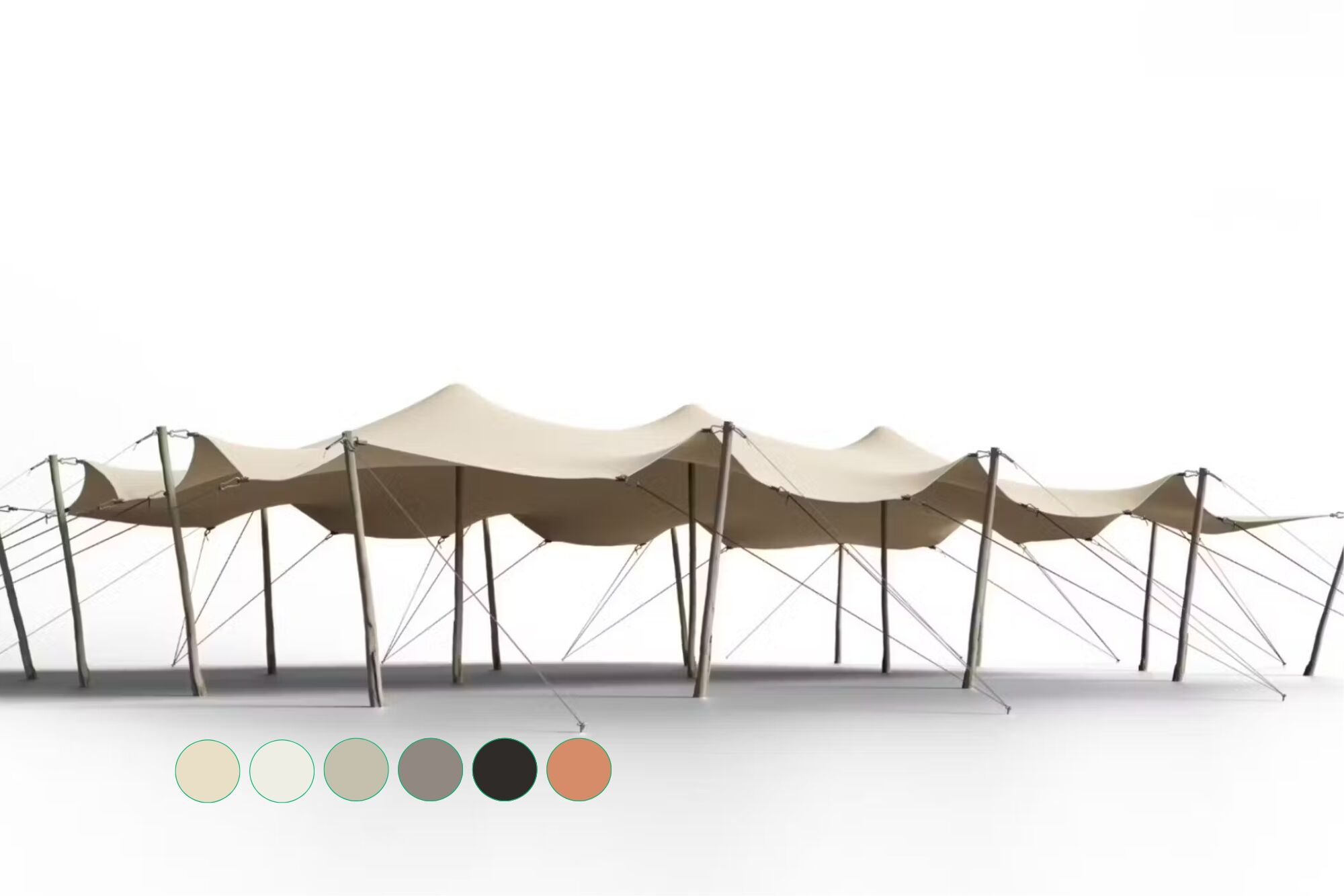 Hiflexx stretchtent zeil (740 g/m²) met klemmen - 10 x 17 m Zand/Zand