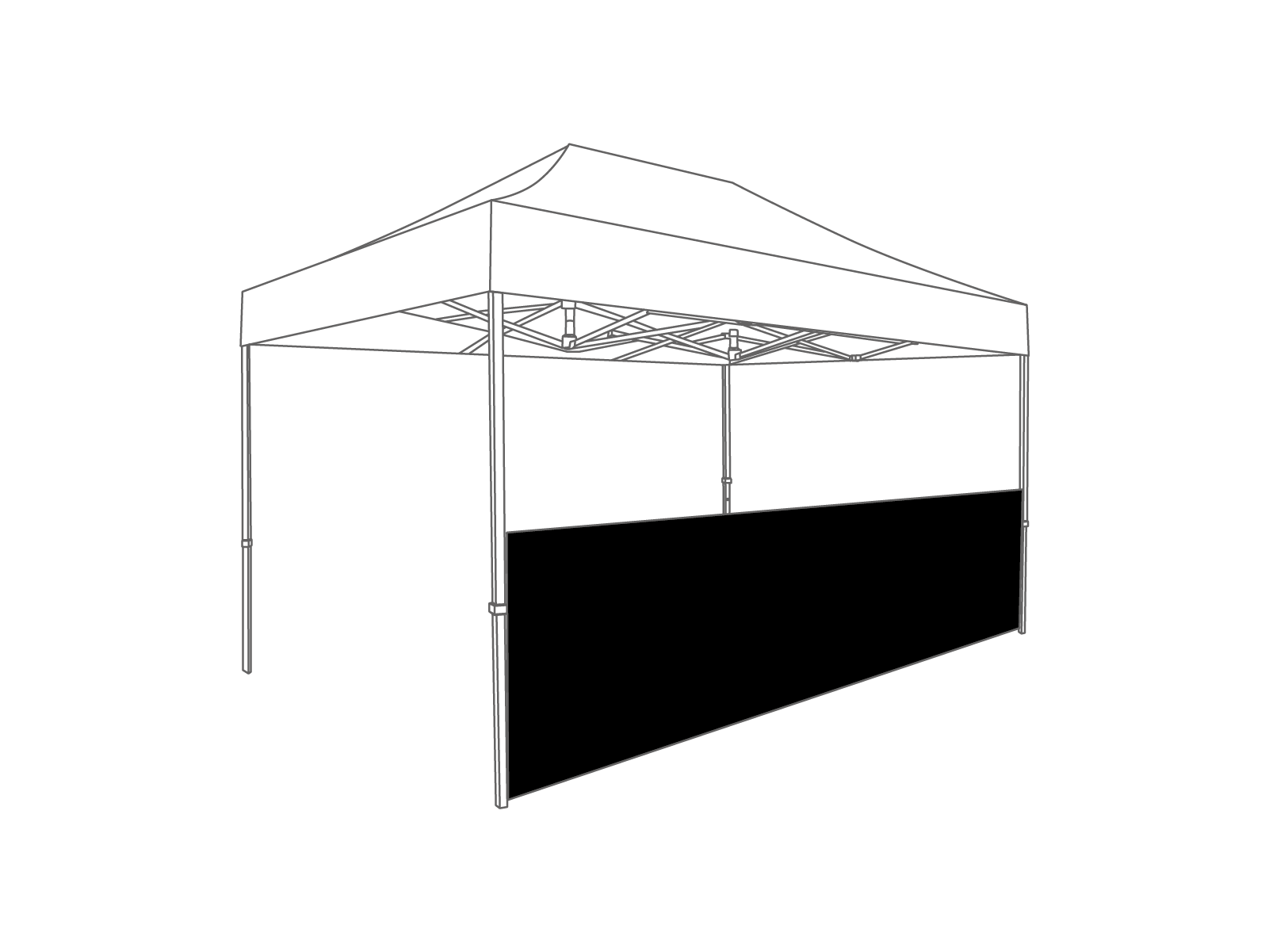 Folding tent Half wall - 4,5m - Polyester Black