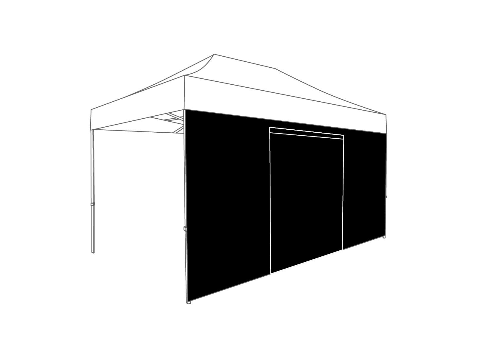 Folding tent Sidewall door - 4,5m - Polyester Black