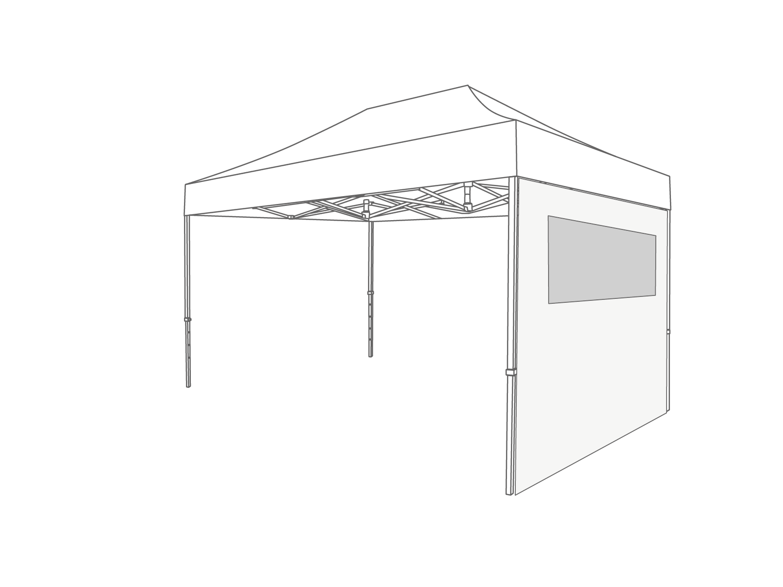DON'T USE-Folding tent Sidewall window - 2m - PVC (matt) White