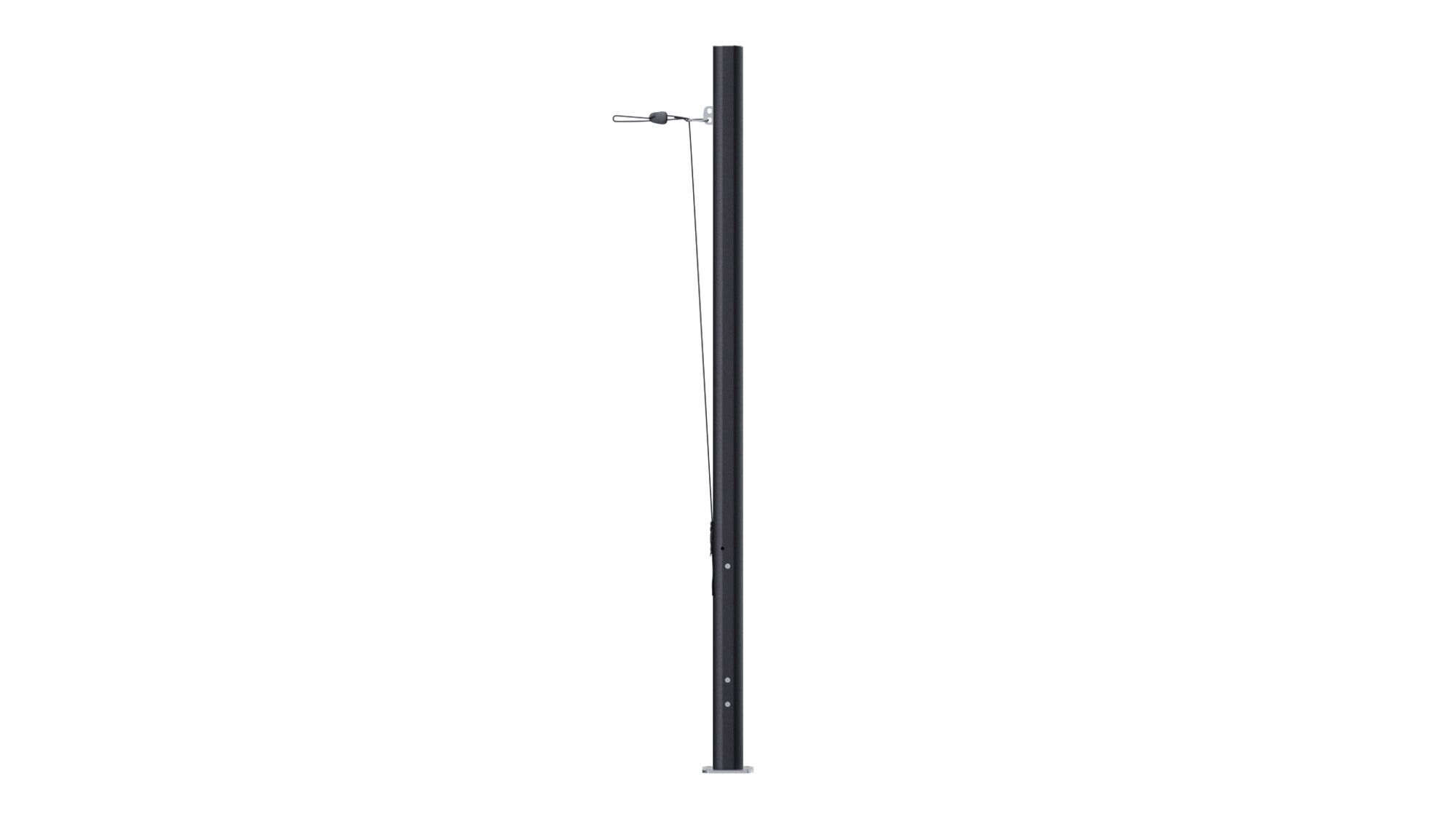 Aluminiummast 90° - 3m - flexible Verbindung  - schwarz