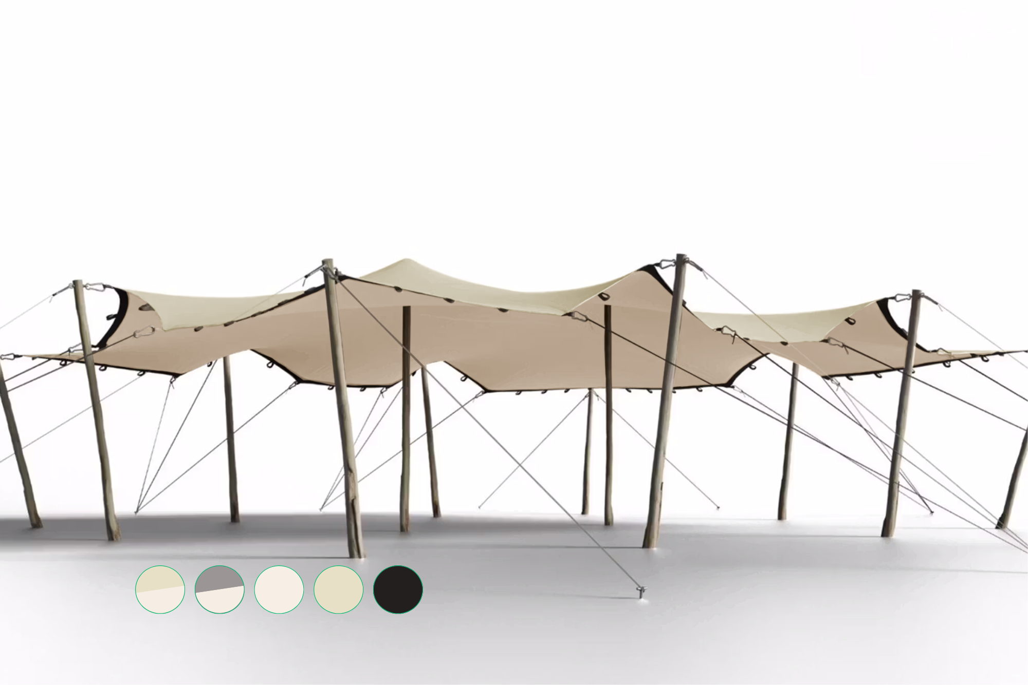 Triflexx stretch tent canvas (560 g/m²) with loops - 8,5 x 10 m Sand/Cream