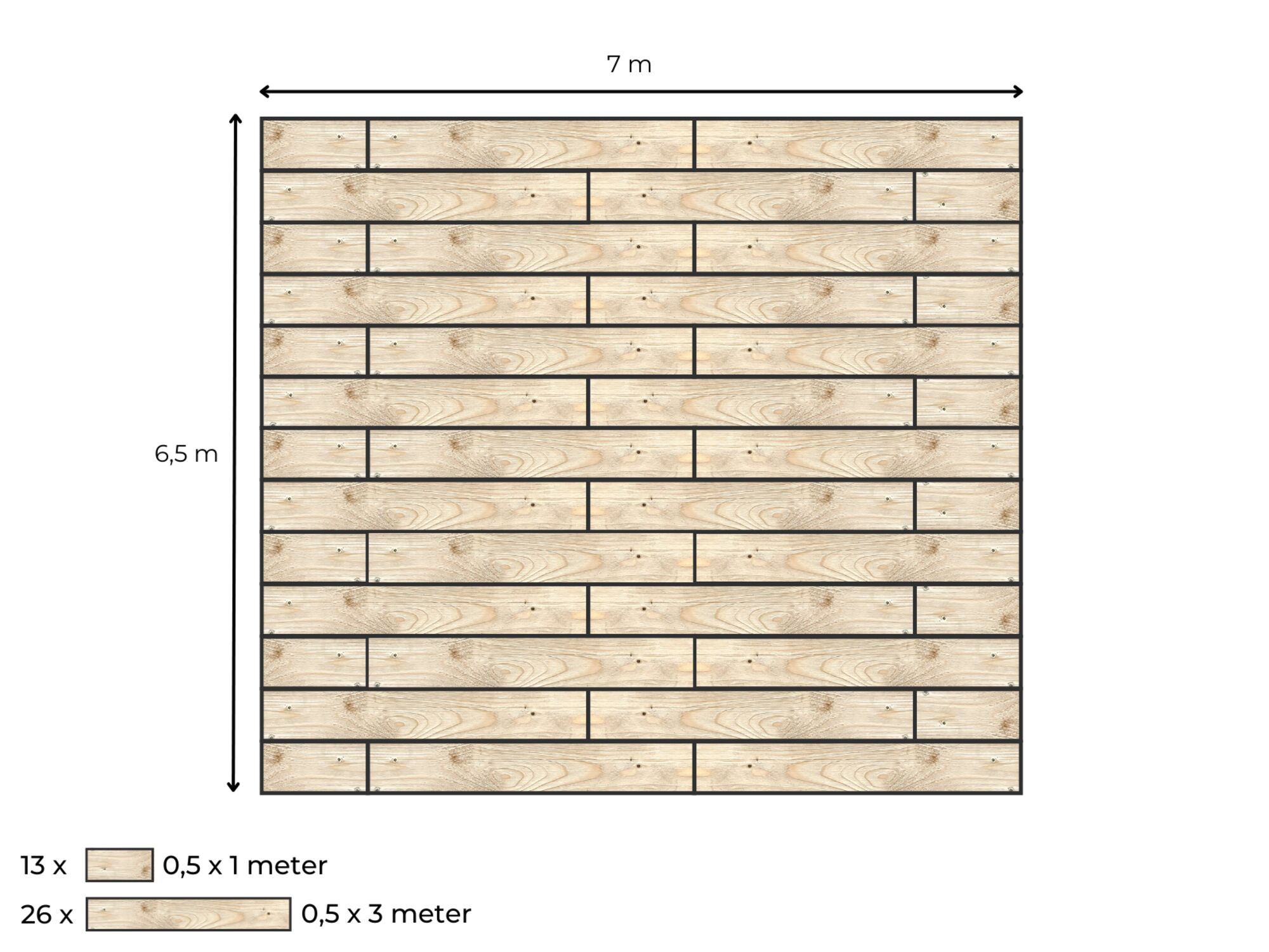 Suelo de madera completo para carpa beduina de 6.5 x 6.5 m