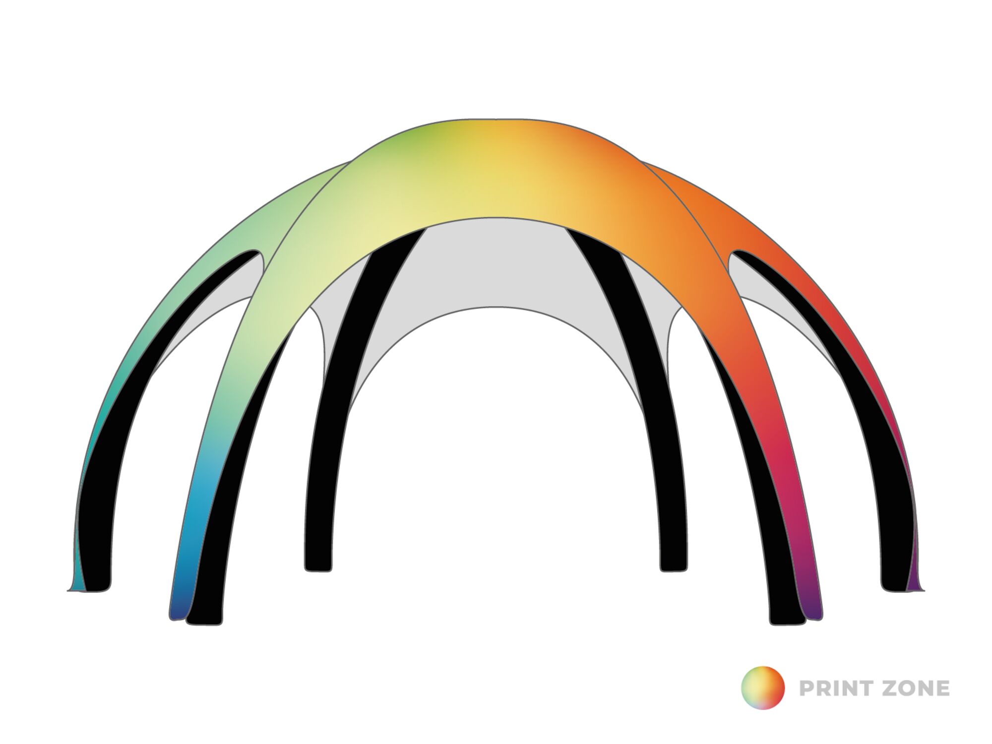 Inflatable tent Galaxy - 10x10m - Black frame - Print roof