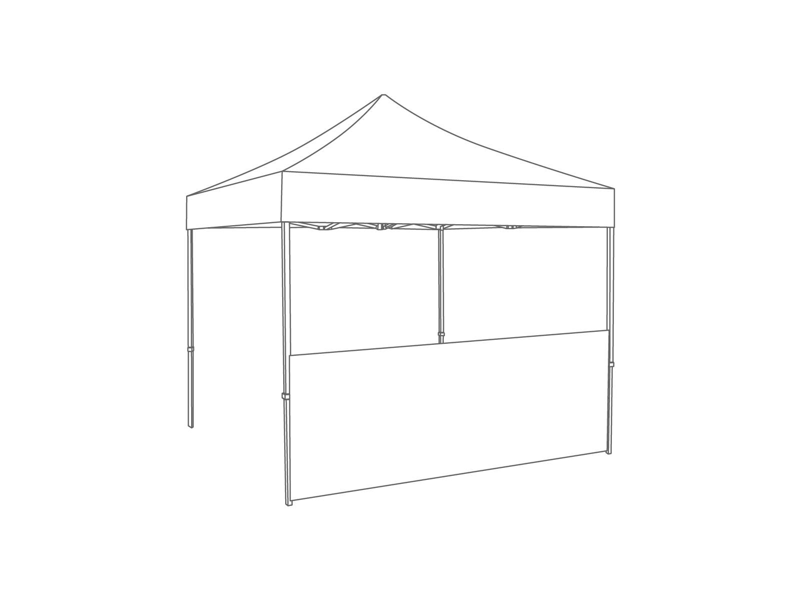 Folding tent Half wall - 3m - PVC (matt) White