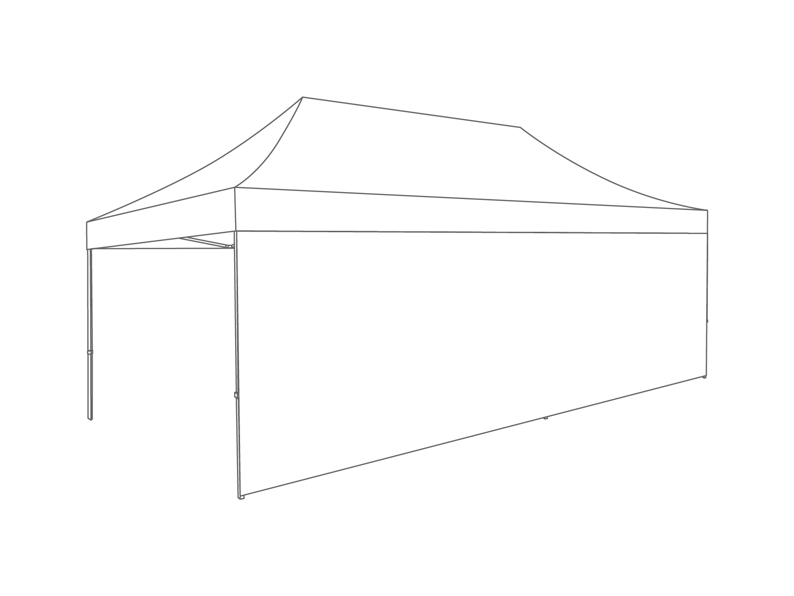 Folding tent Sidewall closed - 6m - Polyester (for 3x6) White