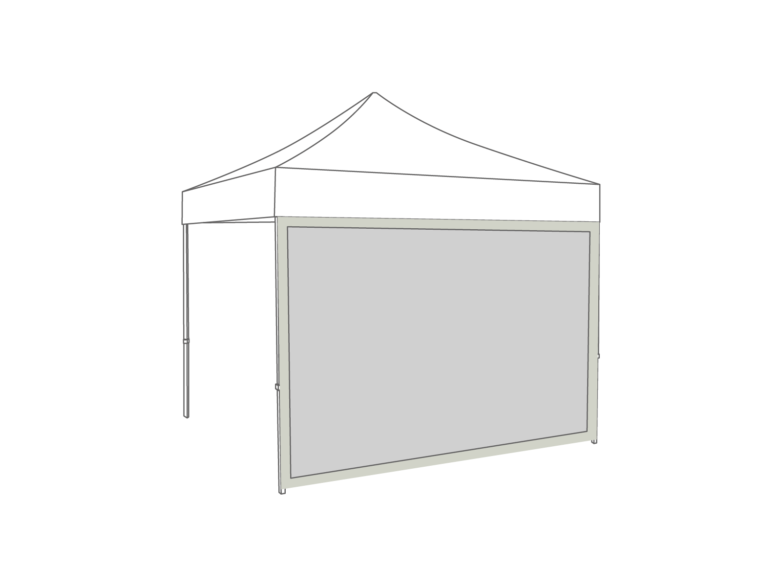 Folding tent Sidewall panoramic window - 4m - Polyester Light gray