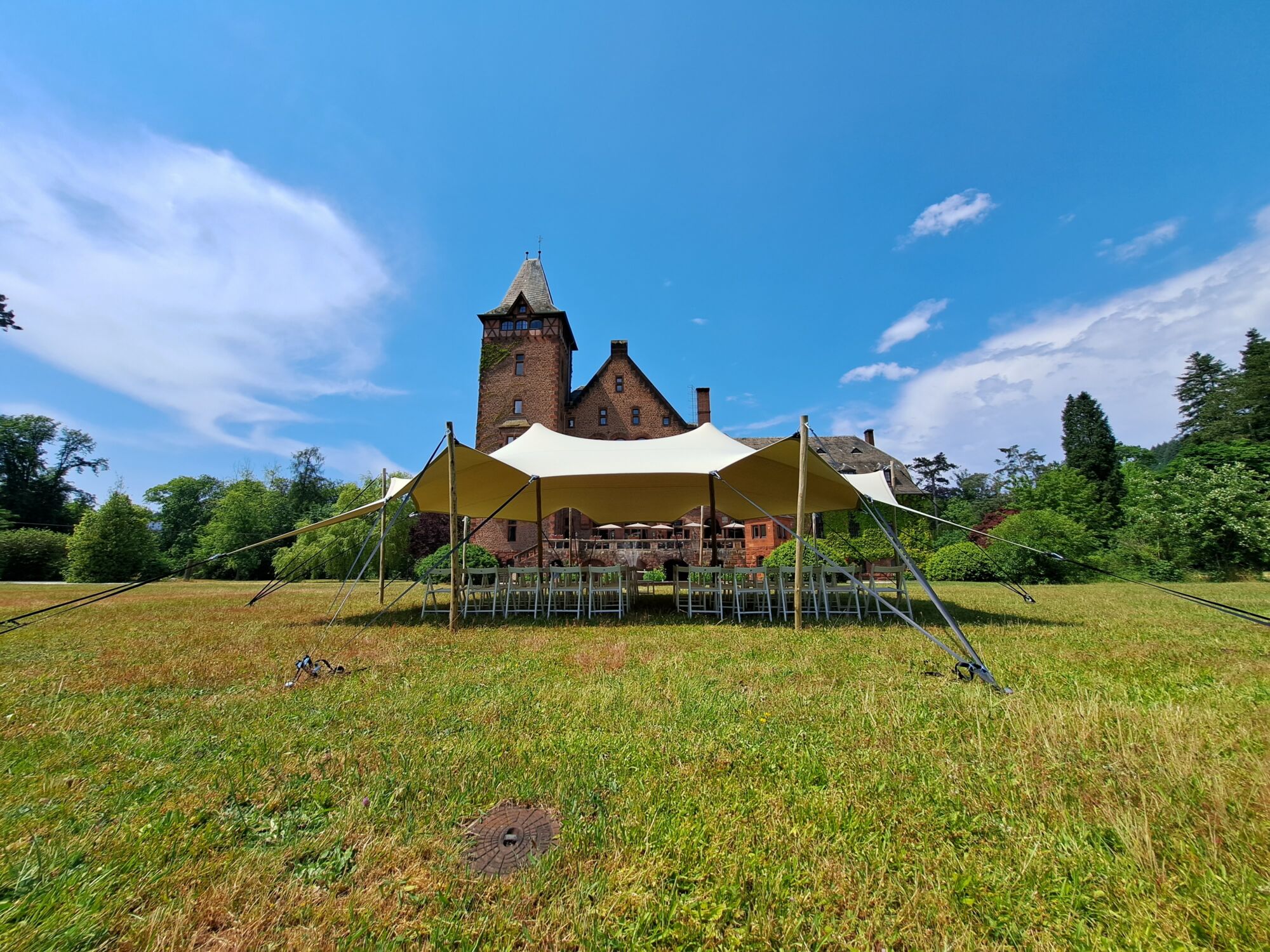 Triflexx voile tente stretch (560 g/m²) avec pinces - 8,5 x 10 m Sahara (out)/Sahara (in)