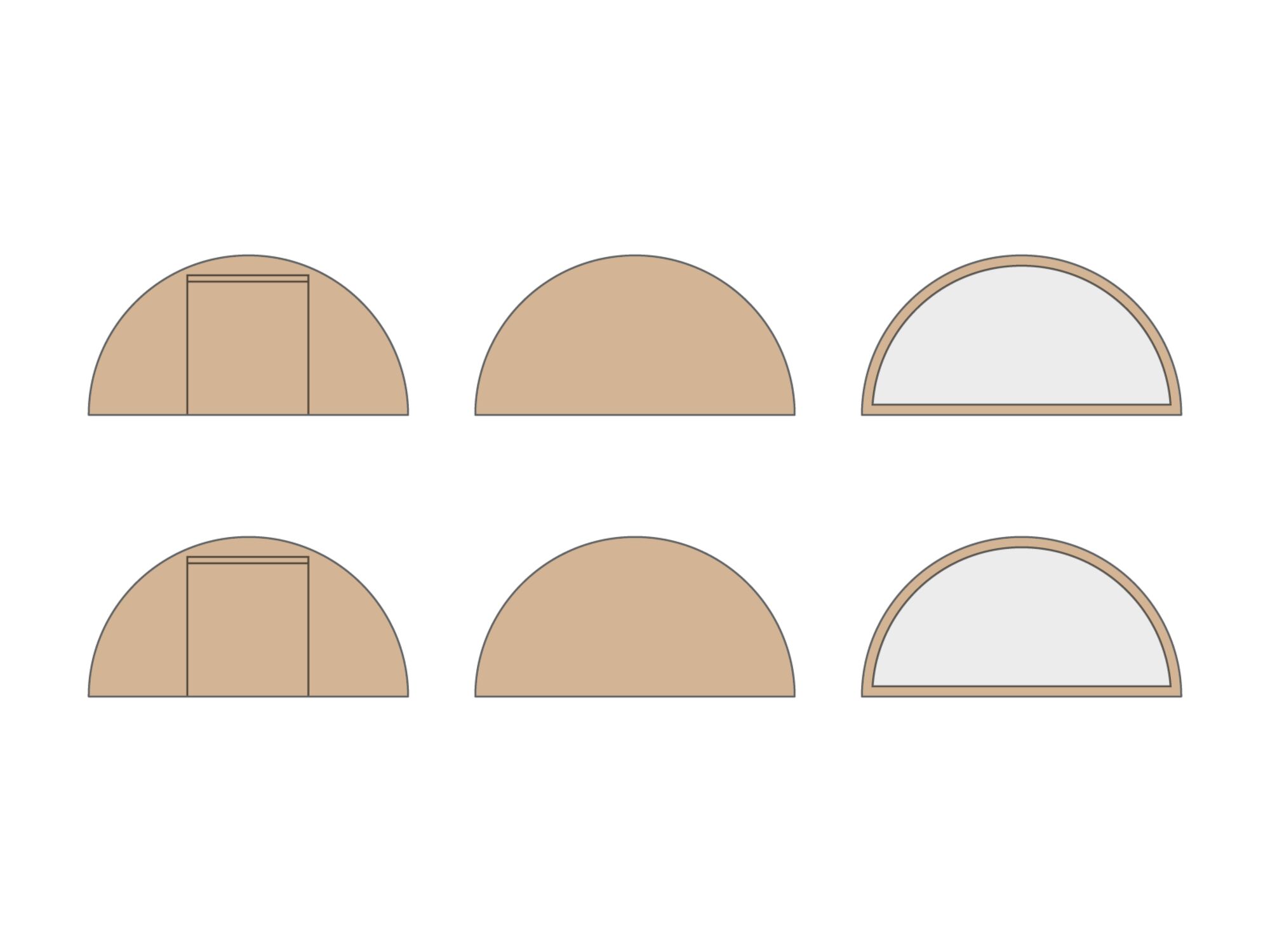 Carpa estrella - Set de paredes laterales- 12m diámetro - Poliéster arena del desierto