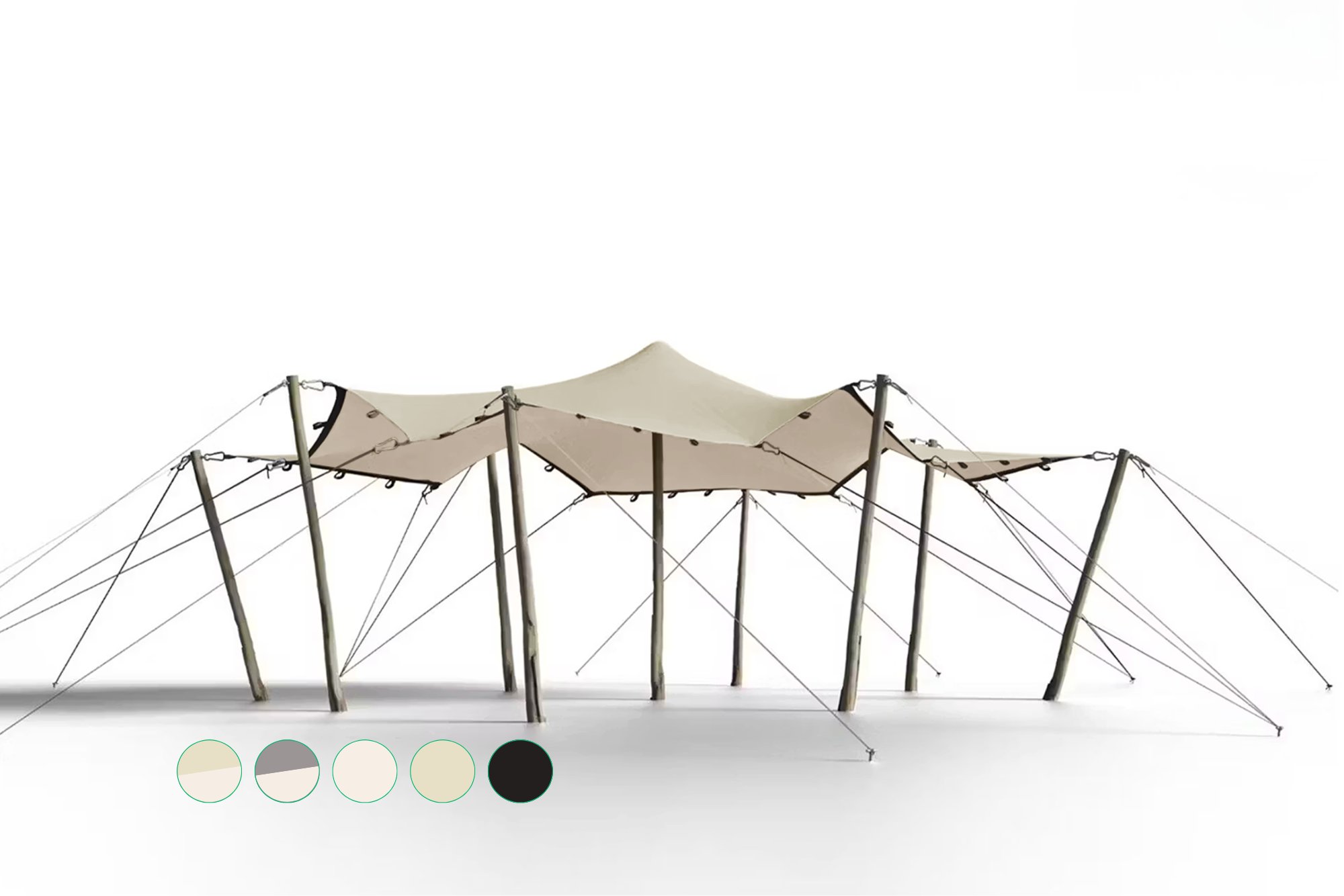 Triflexx stretch tent canvas (560 g/m²) with loops - 6,5 x 5 m Sand/Cream