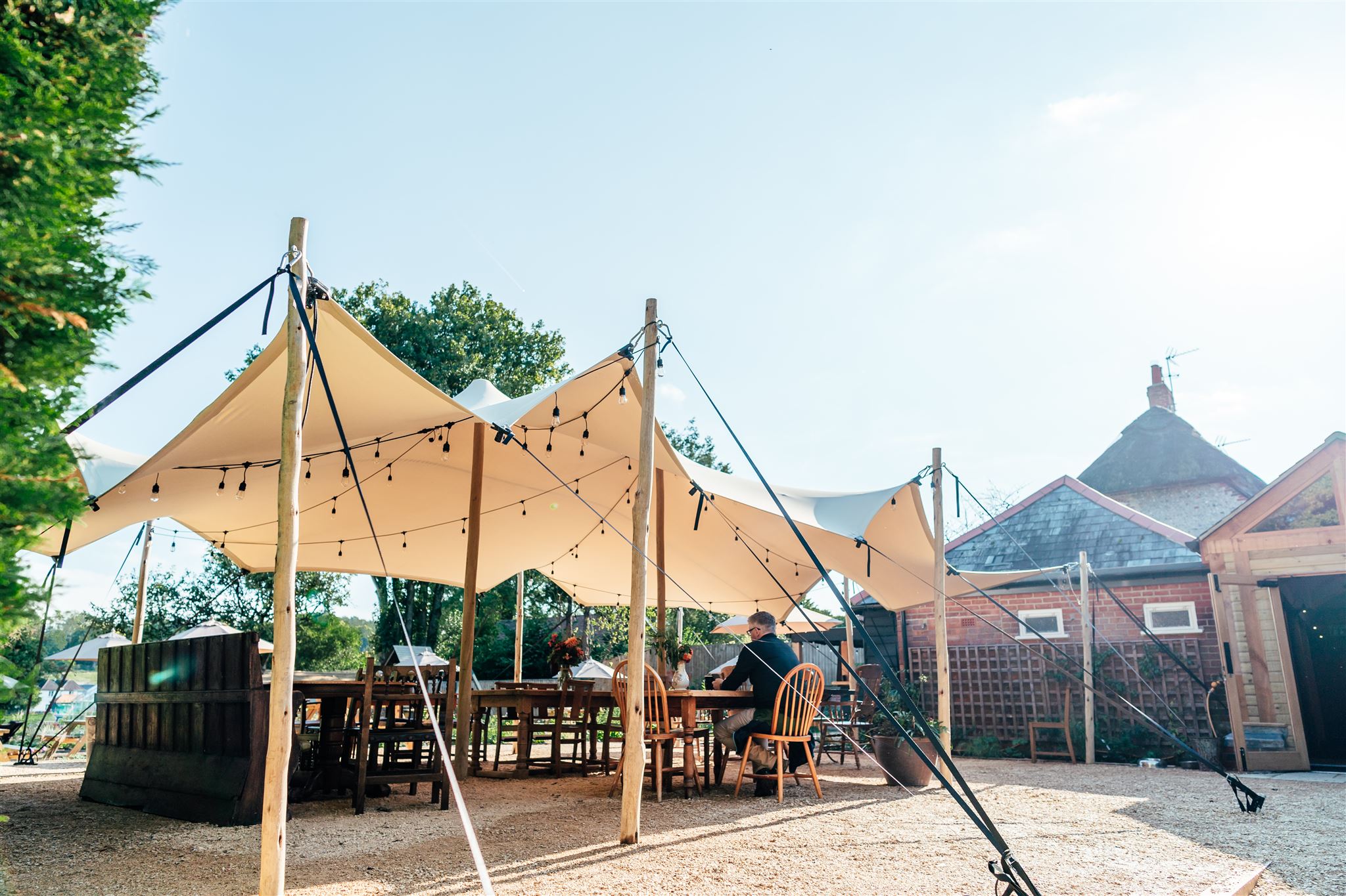 Triflexx stretch tent canvas (560 g/m²) with clamps - 8,5 x 10 m Sahara/Sahara