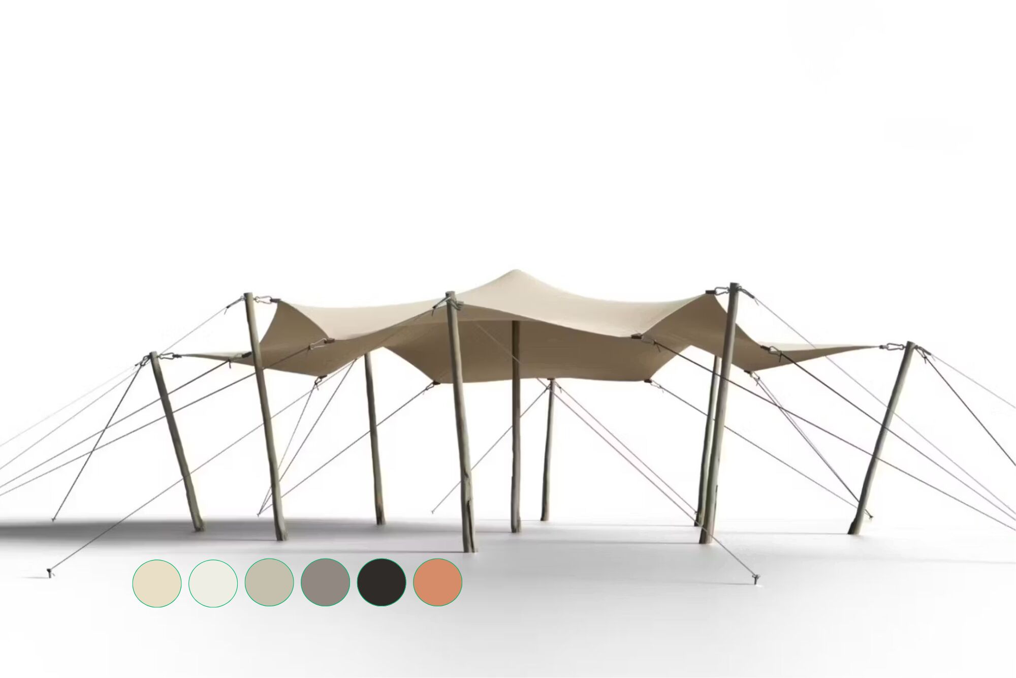 Hiflexx stretchtent zeil (740 g/m²) met klemmen - 6,5 x 6,5 m Zand/Zand