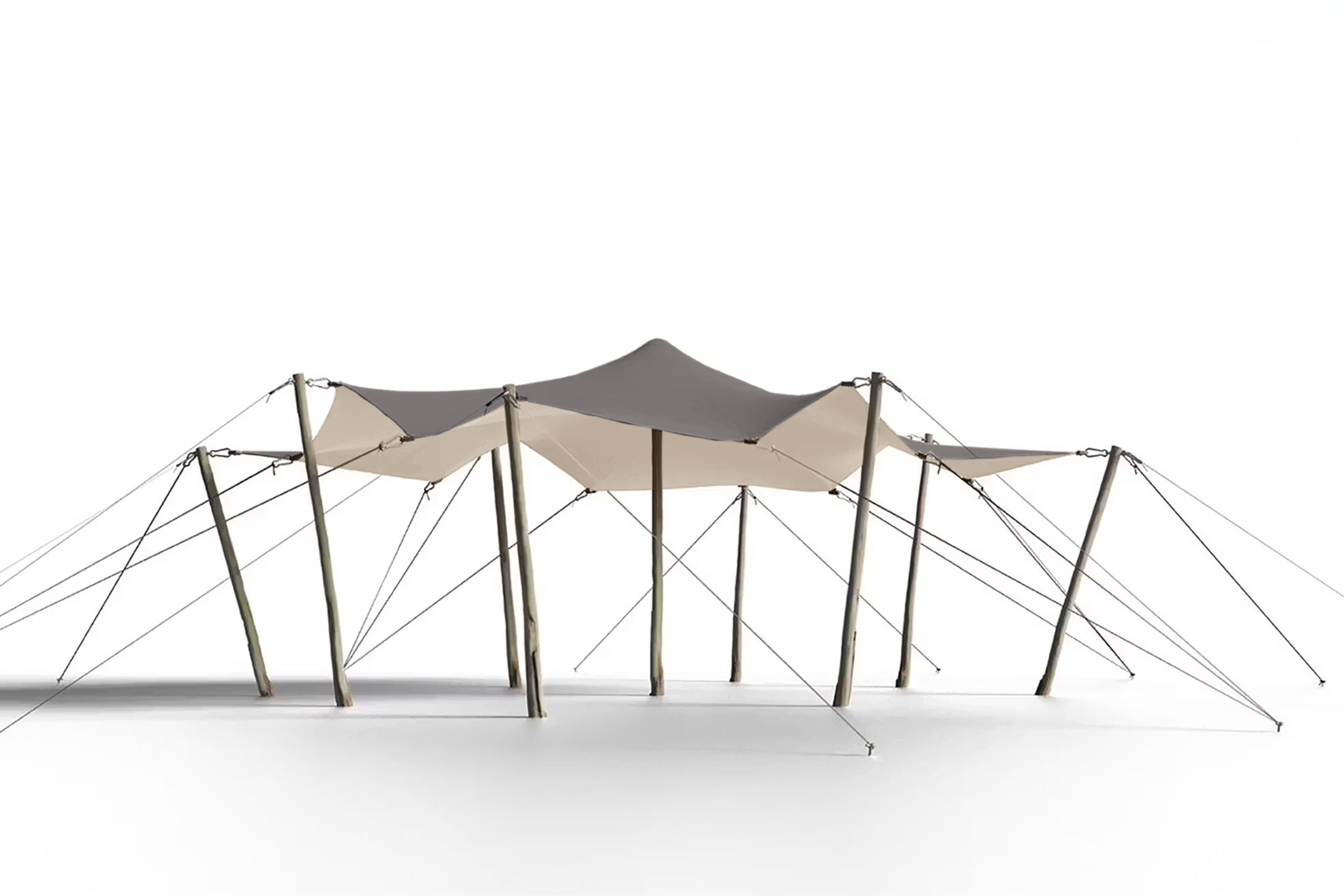 Triflexx stretchtent zeil (560 g/m²) met klemmen - 6,5 x 5 m Taupe/Gebroken wit