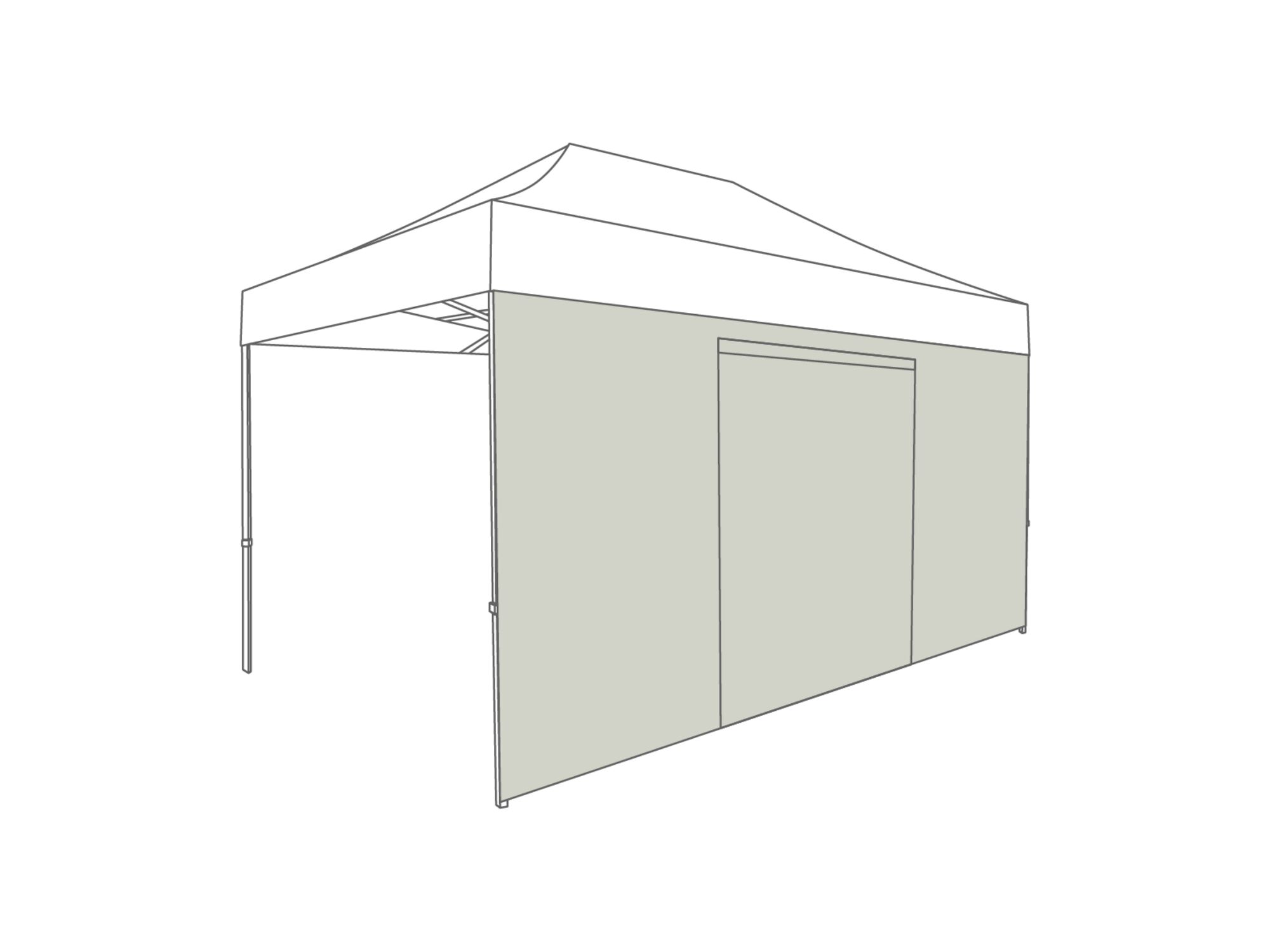 Tonnelle pliante Paroi latérale avec porte - 4,5m - Polyester Gris clair