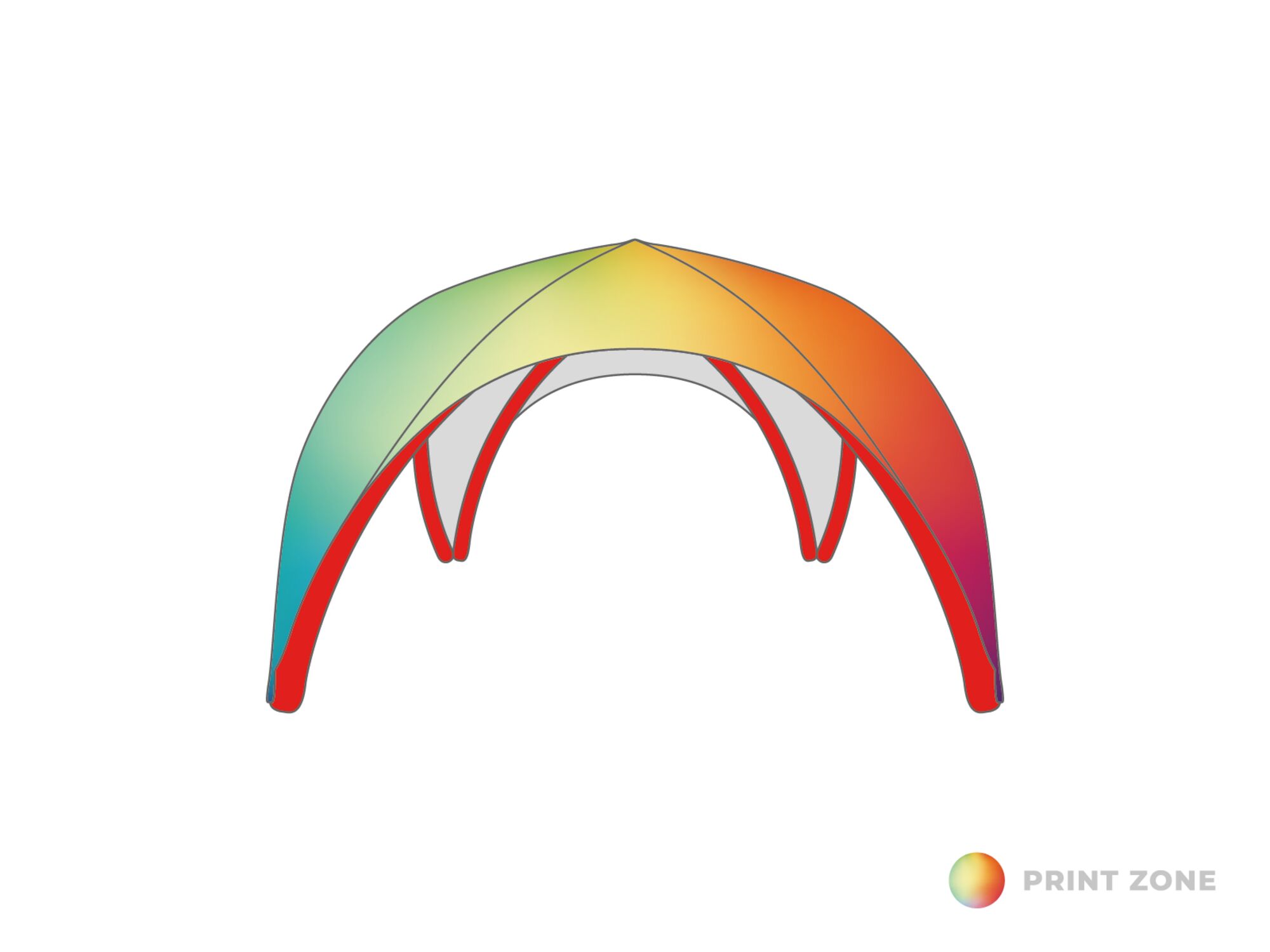 Opblaasbare tent Zodiac - 5x5m Rood frame - Bedrukt dakzeil