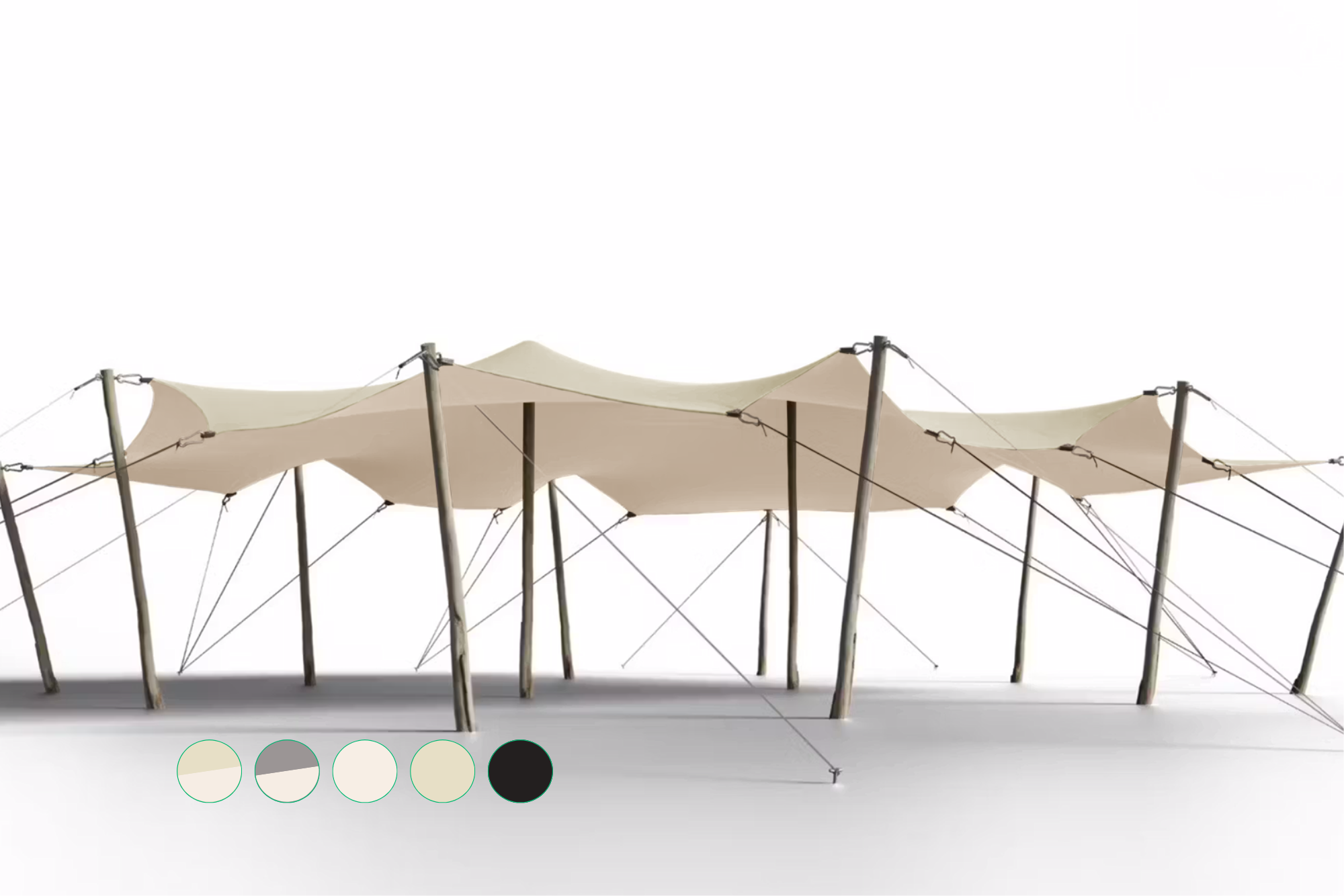 Triflexx stretch tent canvas (560 g/m²) with clamps - 8,5 x 12,5 m Sand/Cream