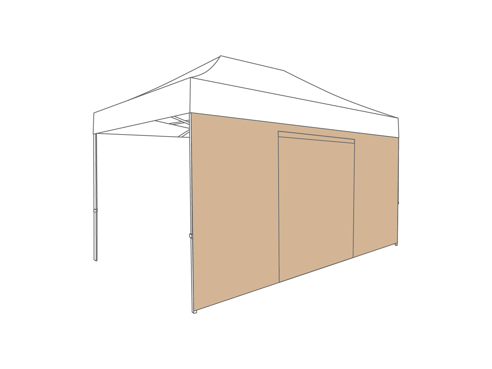 Tonnelle pliante Paroi latérale avec porte - 4,5m - PVC (mat) Desert Sand