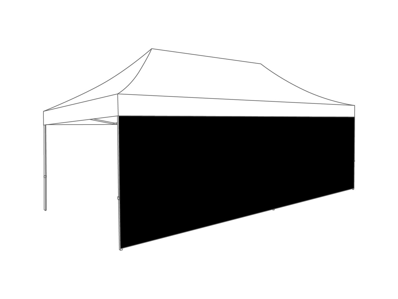 DON'T USE-Folding tent Sidewall closed - 6m - Polyester (for 3x6) Black