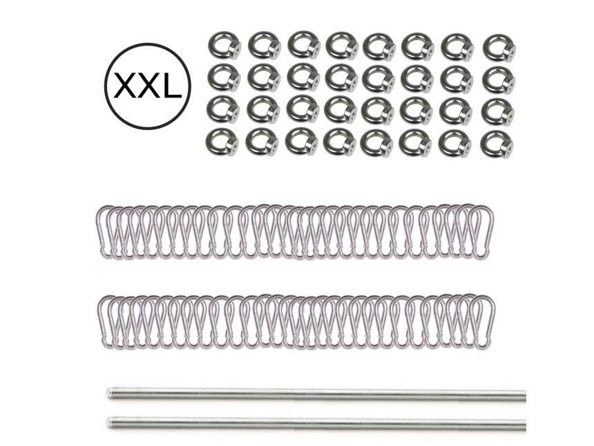 Carabiner set - stainless steel - threaded rod to cut for stretch tent 10 x 21,5 m 